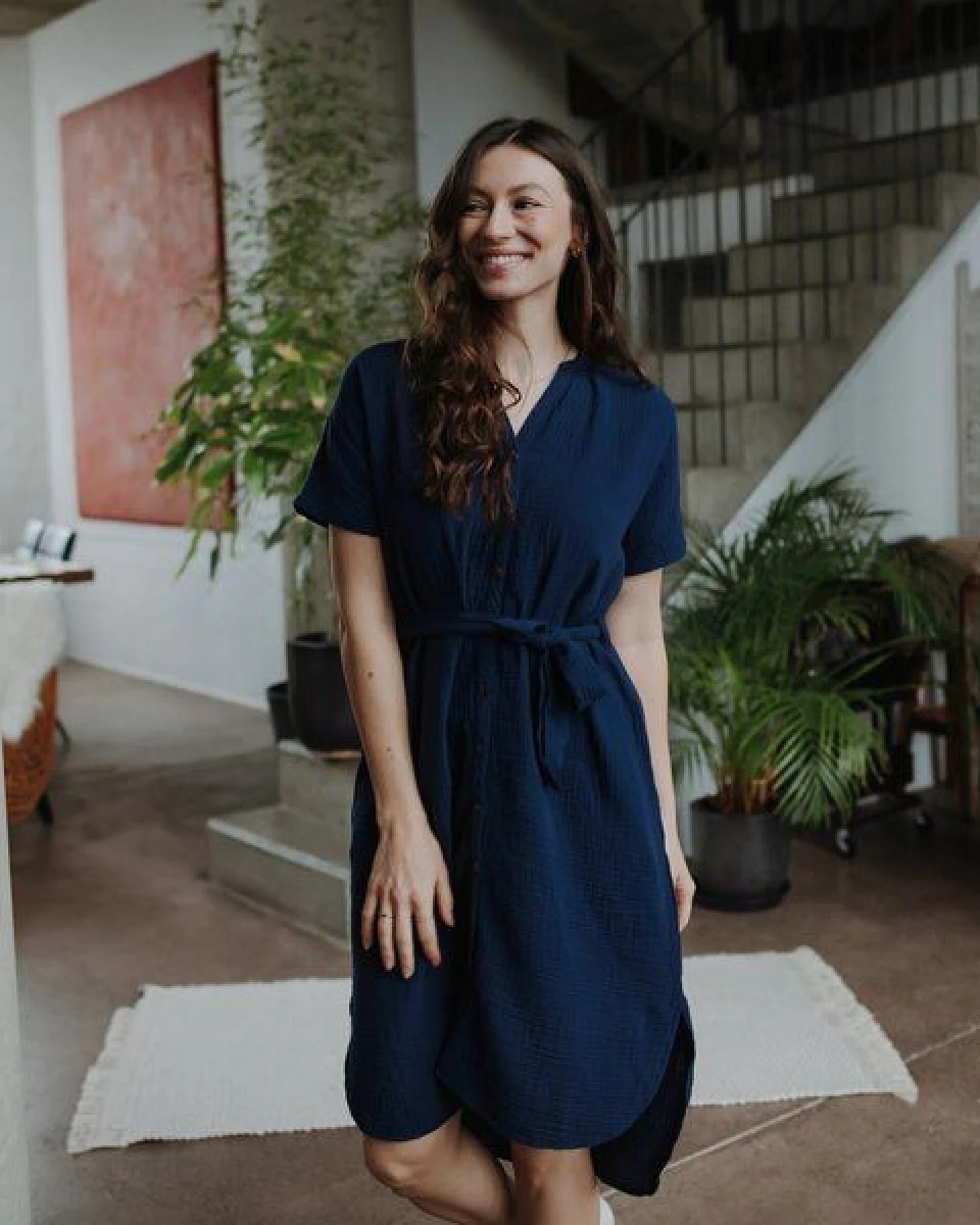 NORDLICHT Damen Musselin Blusen Kleid aus 100% Bio-Baumwolle ELLA – Ansicht 2