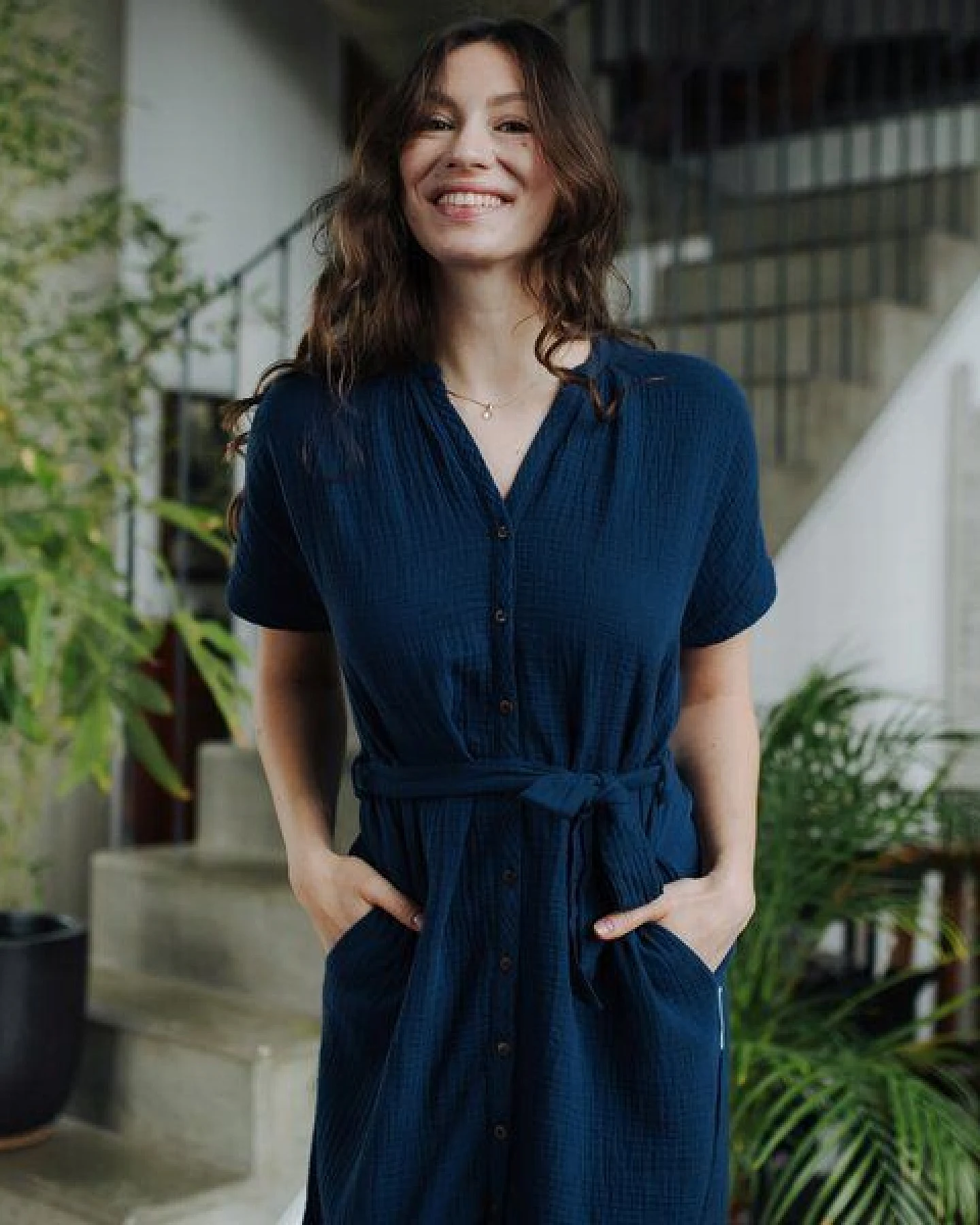 NORDLICHT Damen Musselin Blusen Kleid aus 100% Bio-Baumwolle ELLA – Ansicht 4
