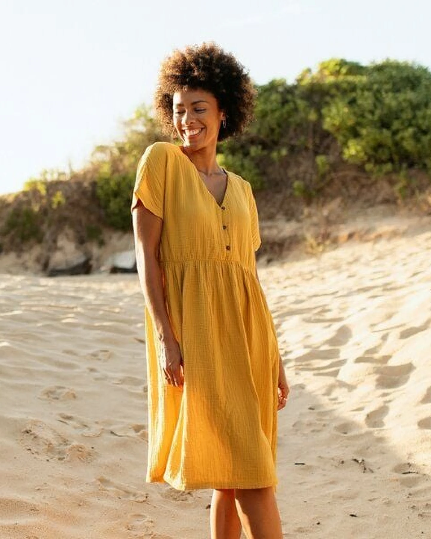 NORDLICHT Damen Musselin Kleid aus 100% Bio-Baumwolle ALMA – Ansicht 3