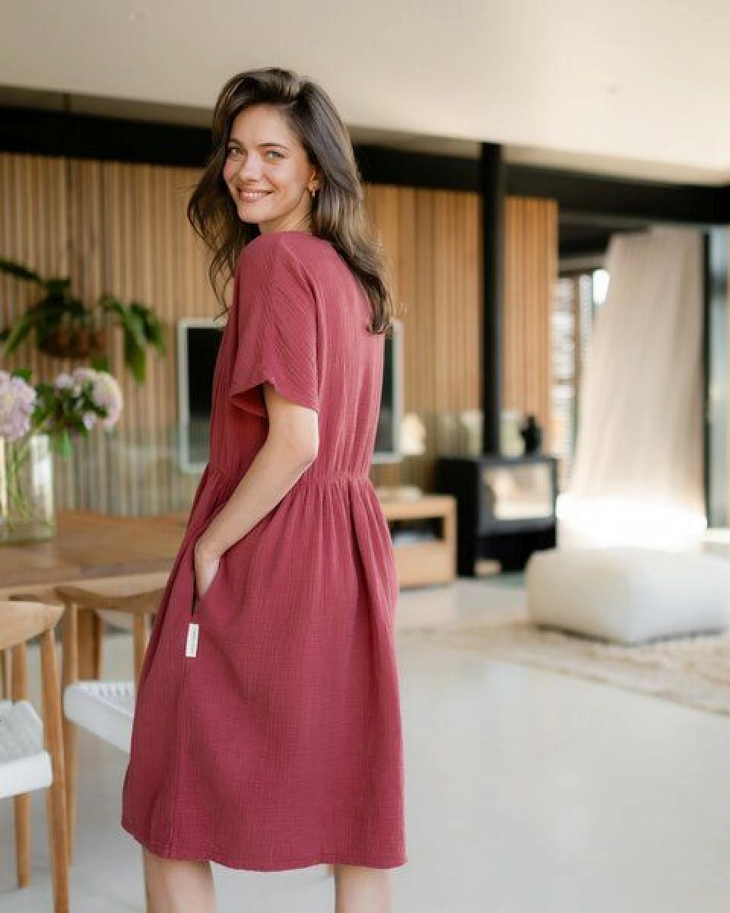 NORDLICHT Damen Musselin Kleid aus 100% Bio-Baumwolle ALMA – Ansicht 3