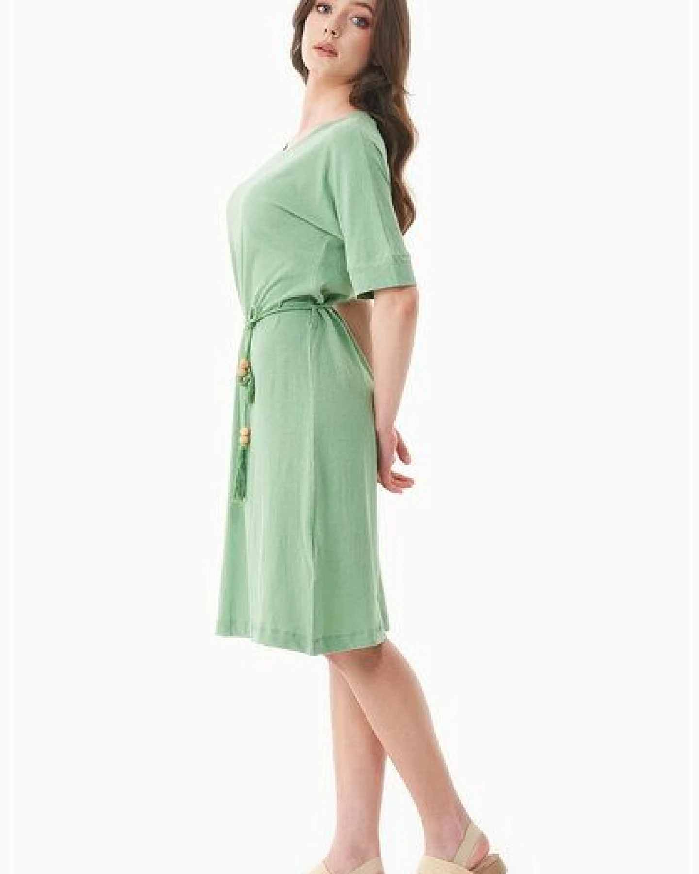 ORGANICATION Jerseykleid aus Bio-Baumwolle und Leinen – Ansicht 3