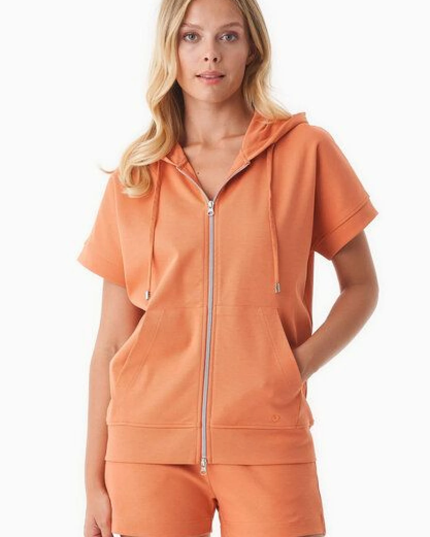 ORGANICATION Leichte Full-Zip Kurzarm-Hoodie aus Bio-Baumwolle – Ansicht 2