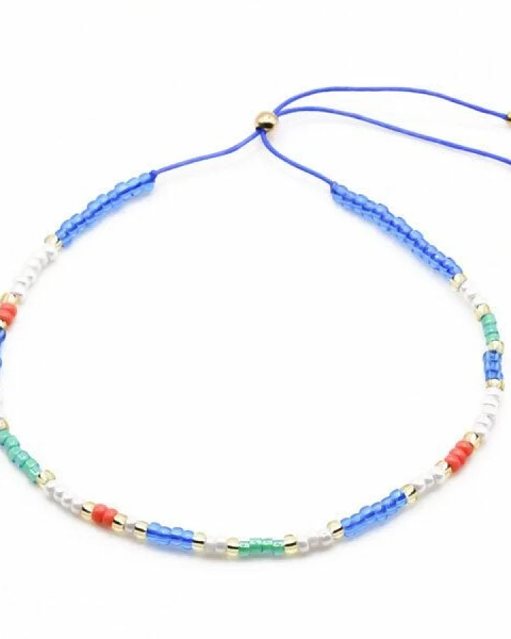 juni Zartes, blauesPerlenarmband "Anchor" mit verstellbarer Länge