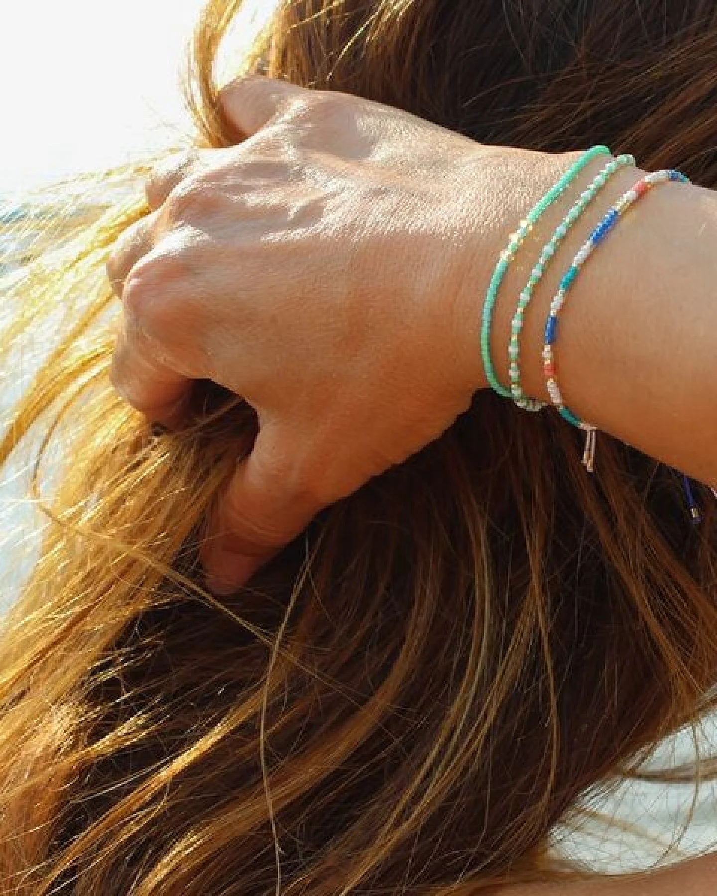 juni Zartes, blauesPerlenarmband "Anchor" mit verstellbarer Länge – Ansicht 4