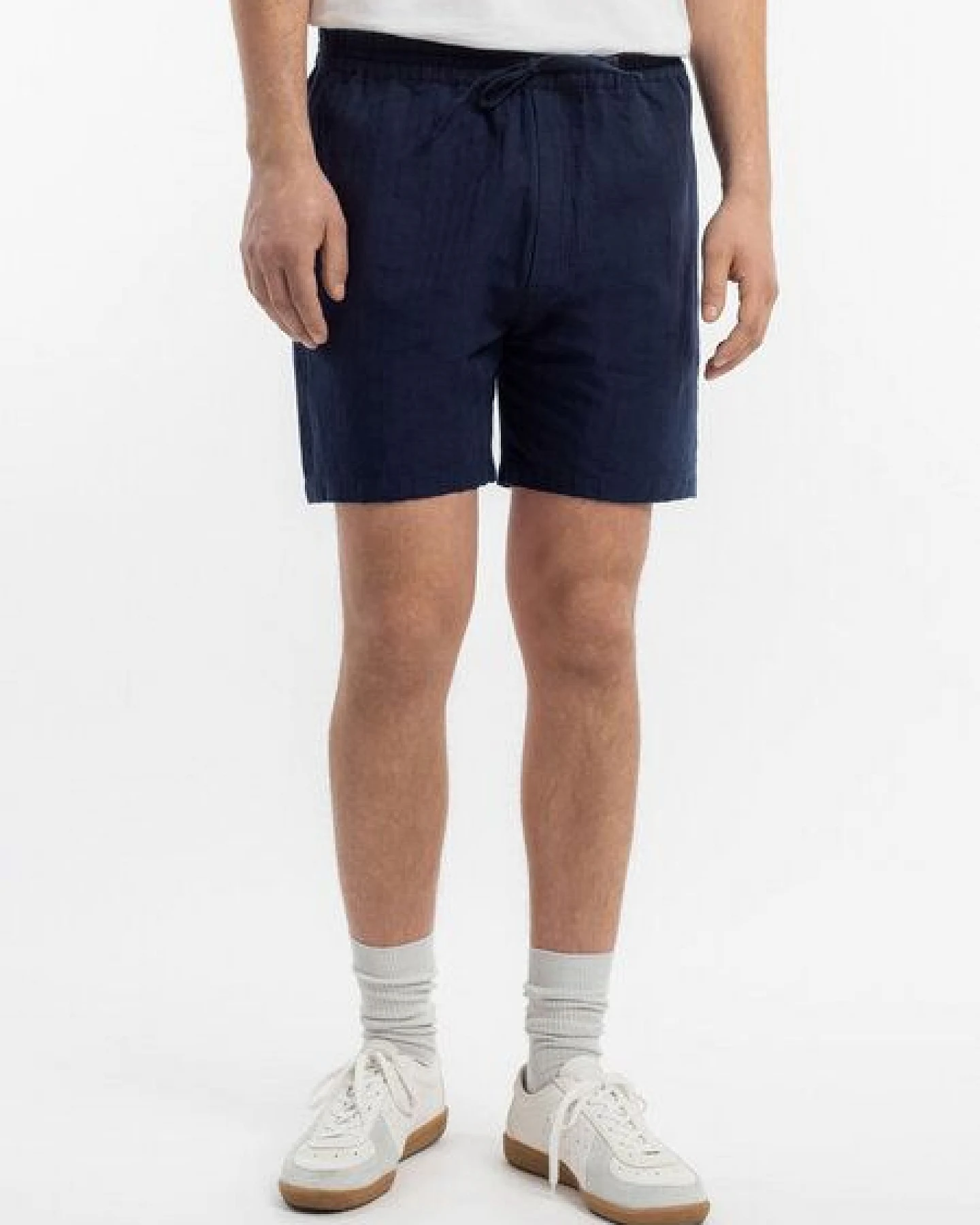 Rotholz Kurze Hose - Everyday Short Midnight Stripe - aus einem Bio-Baumwoll/Leinen Mix – Ansicht 3