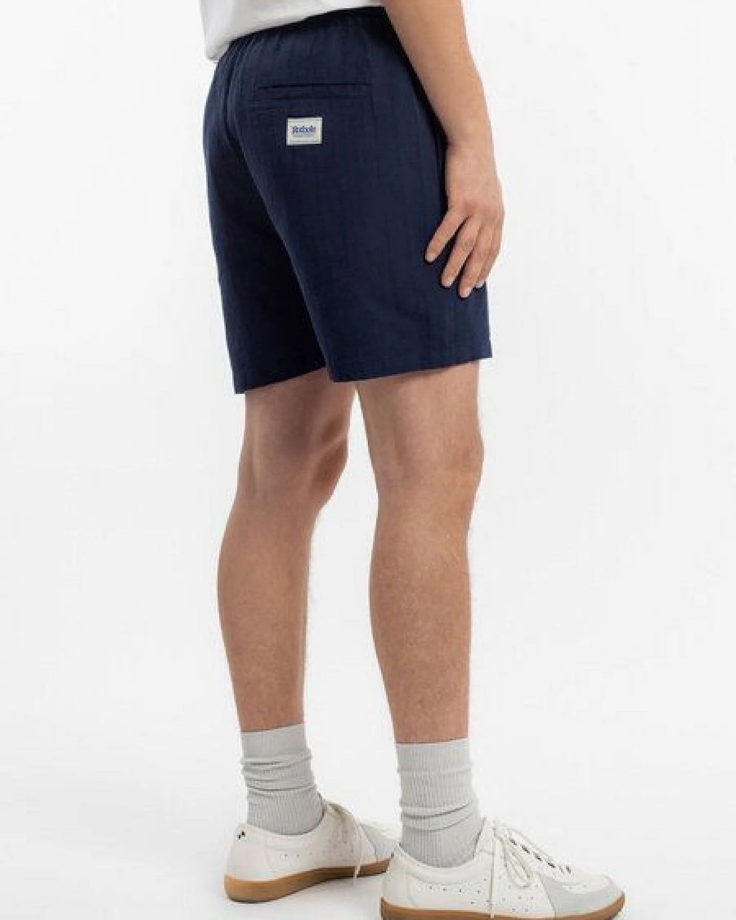 Rotholz Kurze Hose - Everyday Short Midnight Stripe - aus einem Bio-Baumwoll/Leinen Mix – Ansicht 3