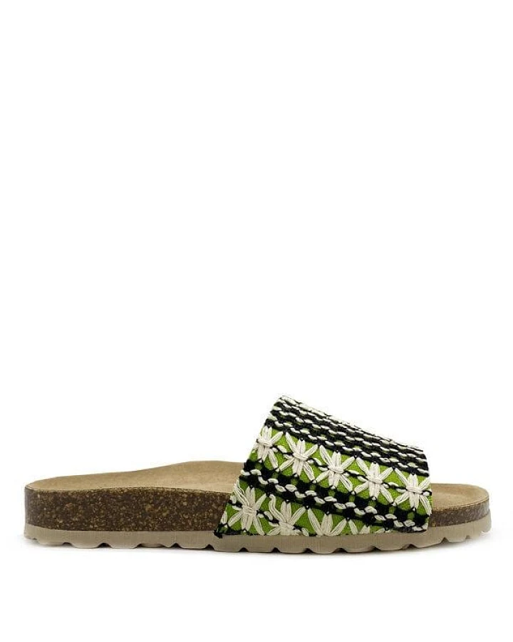 Vegane "thies ® Eco Boho Pool Slide" Sandale aus recycelten Materialien