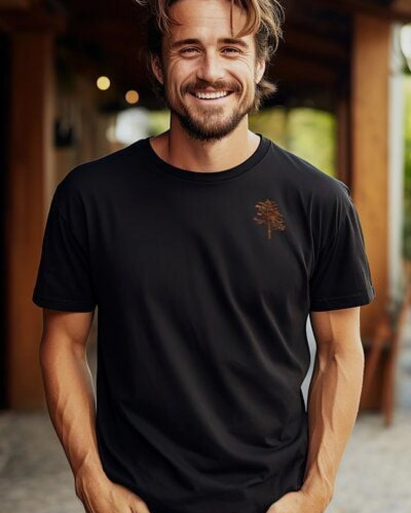 Kultgut Biofair- Artdesign Klassik Shirt / Little Tree in Woodoptik – Ansicht 4