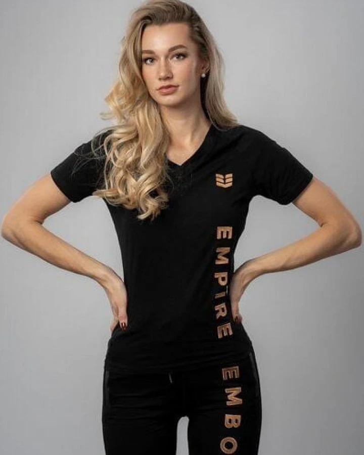 Empire Embodied Sportswear T-Shirt Bio-Baumwolle Shirt kurzarm mit aufwändig gesticktem Logo