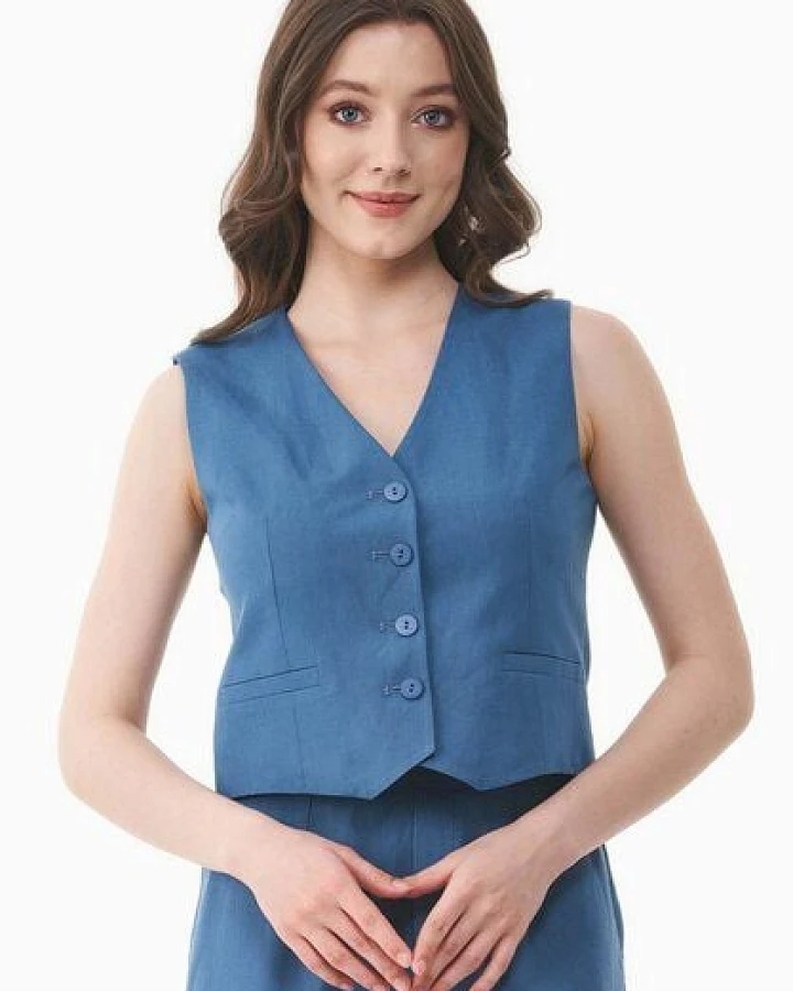 Produktseite: ORGANICATION Weste aus TENCEL Lyocell und Leinen