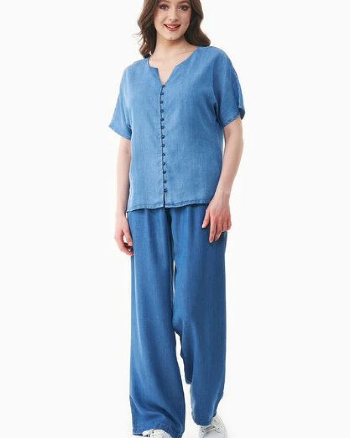 ORGANICATION Bluse aus TENCEL Lyocell in Denim-Optik