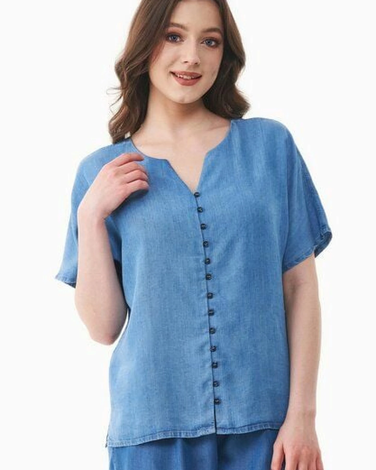 ORGANICATION Bluse aus TENCEL Lyocell in Denim-Optik – Ansicht 3