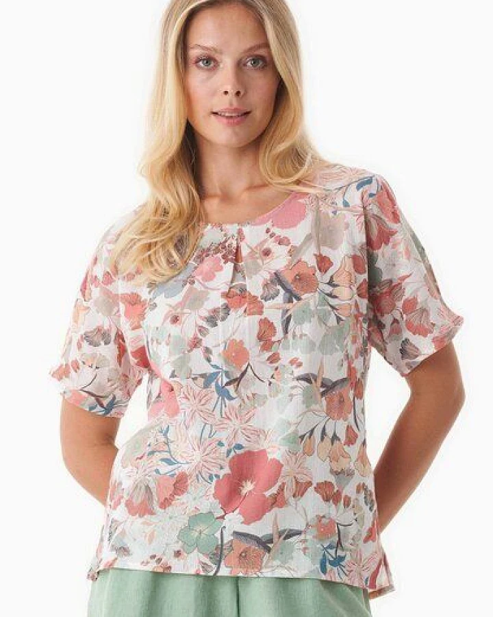 ORGANICATION Bluse aus Bio-Baumwoll-Voile mit Blumenmuster