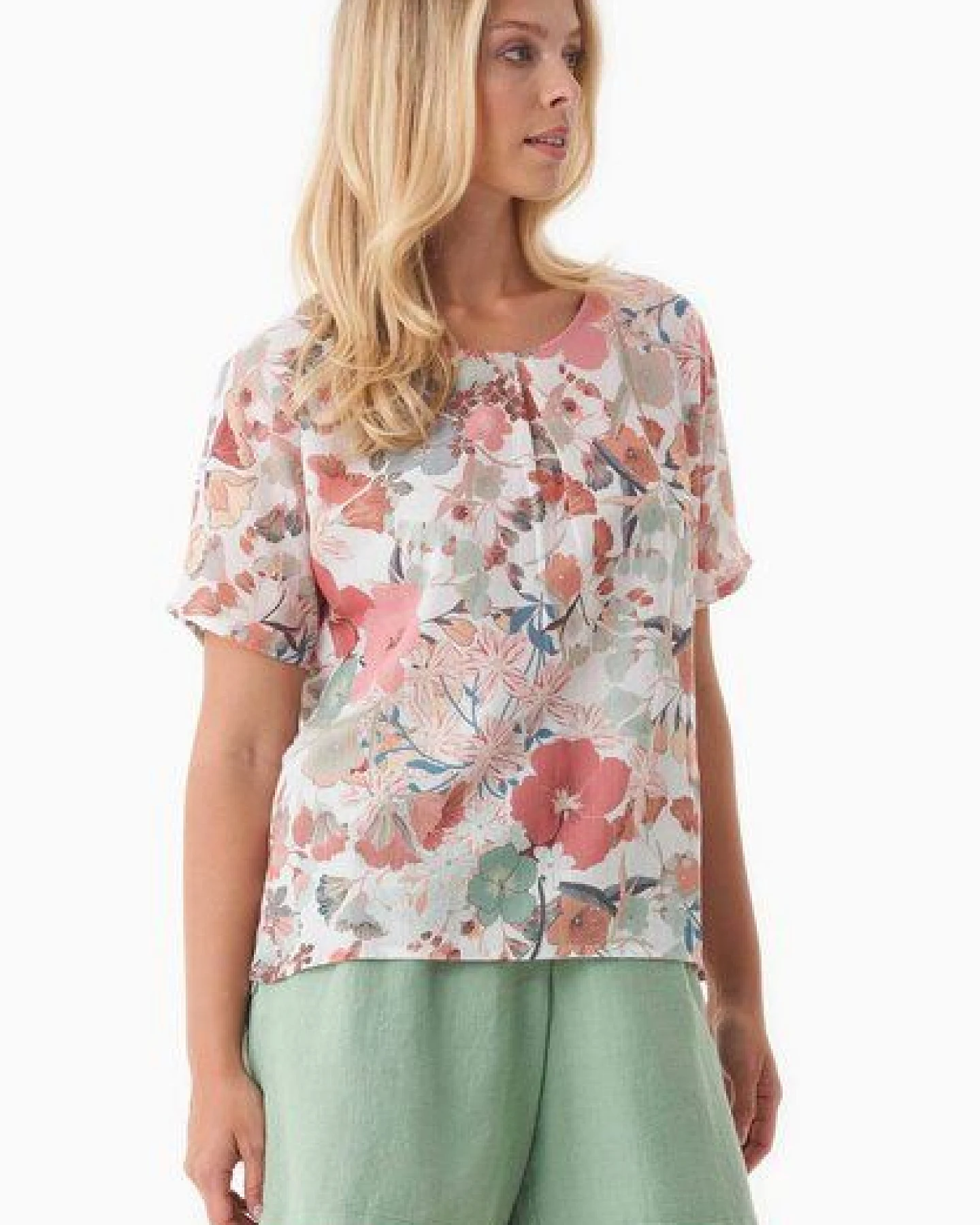 ORGANICATION Bluse aus Bio-Baumwoll-Voile mit Blumenmuster – Ansicht 3
