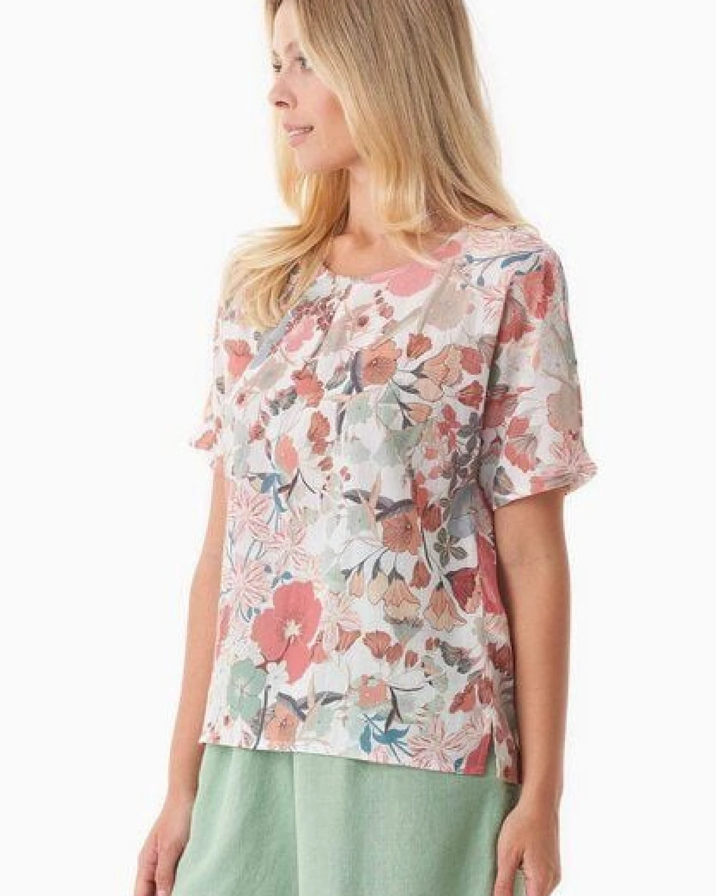 ORGANICATION Bluse aus Bio-Baumwoll-Voile mit Blumenmuster – Ansicht 4