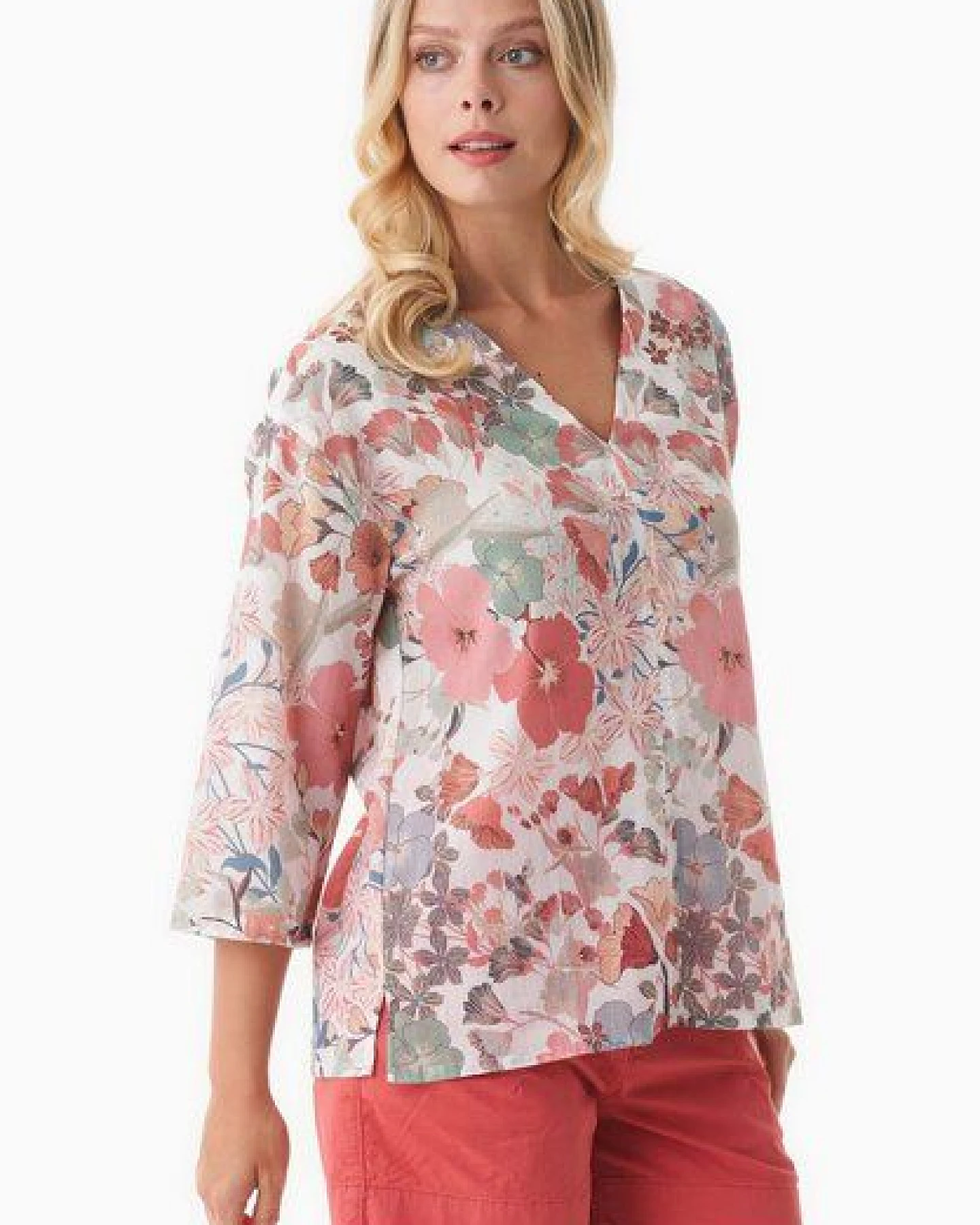 ORGANICATION Bluse aus Bio-Baumwoll-Voile mit Blumenmuster – Ansicht 3