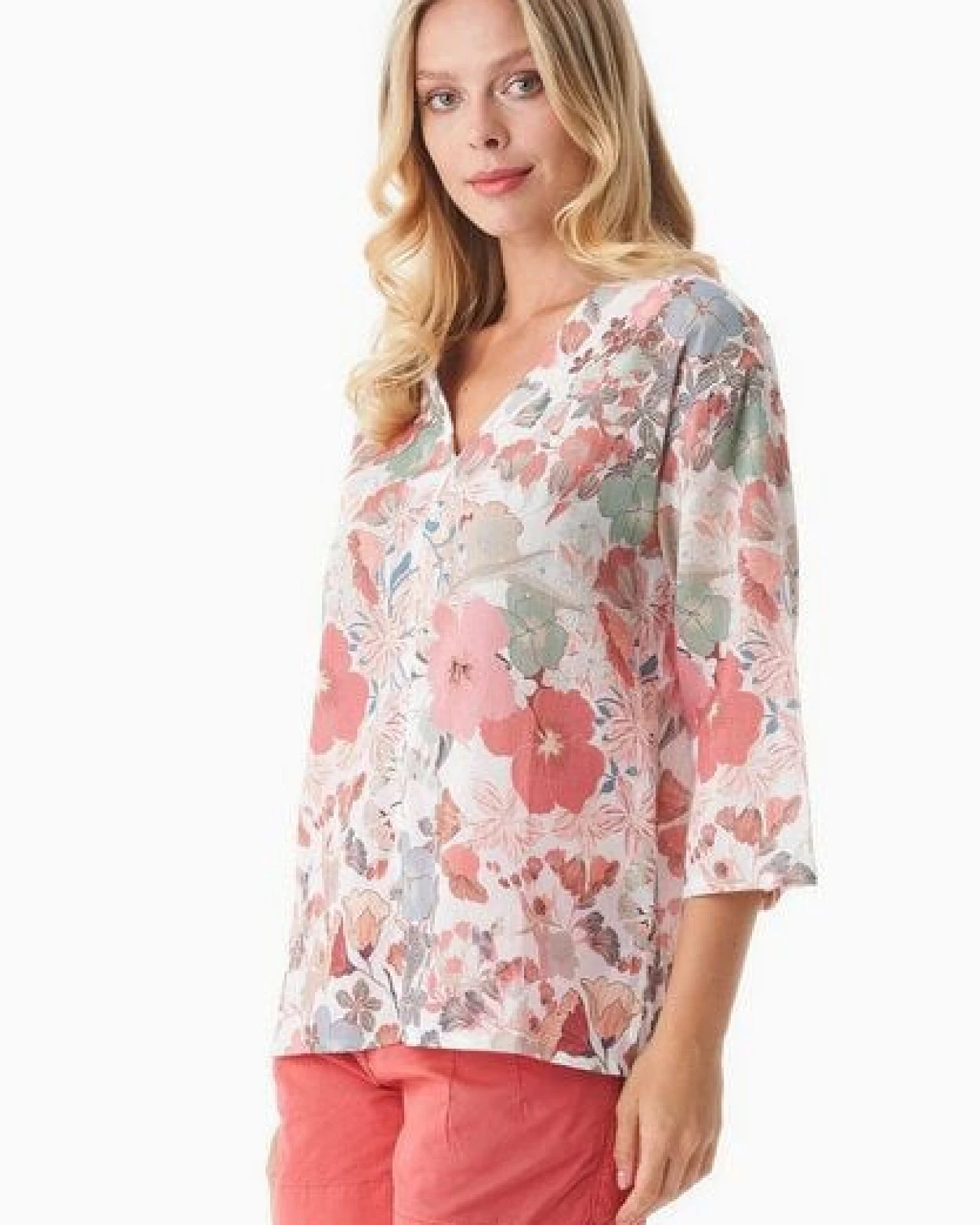 ORGANICATION Bluse aus Bio-Baumwoll-Voile mit Blumenmuster – Ansicht 4