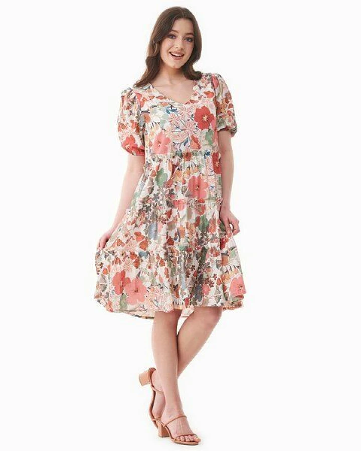 ORGANICATION Kleid aus Bio-Baumwoll-Voile mit Blumenmuster