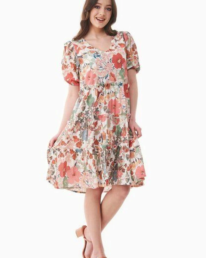 ORGANICATION Kleid aus Bio-Baumwoll-Voile mit Blumenmuster