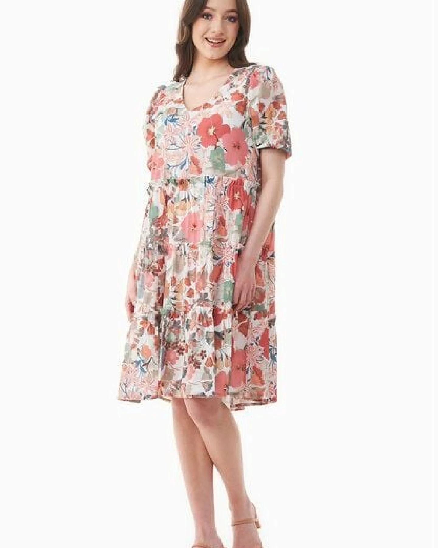 ORGANICATION Kleid aus Bio-Baumwoll-Voile mit Blumenmuster – Ansicht 3