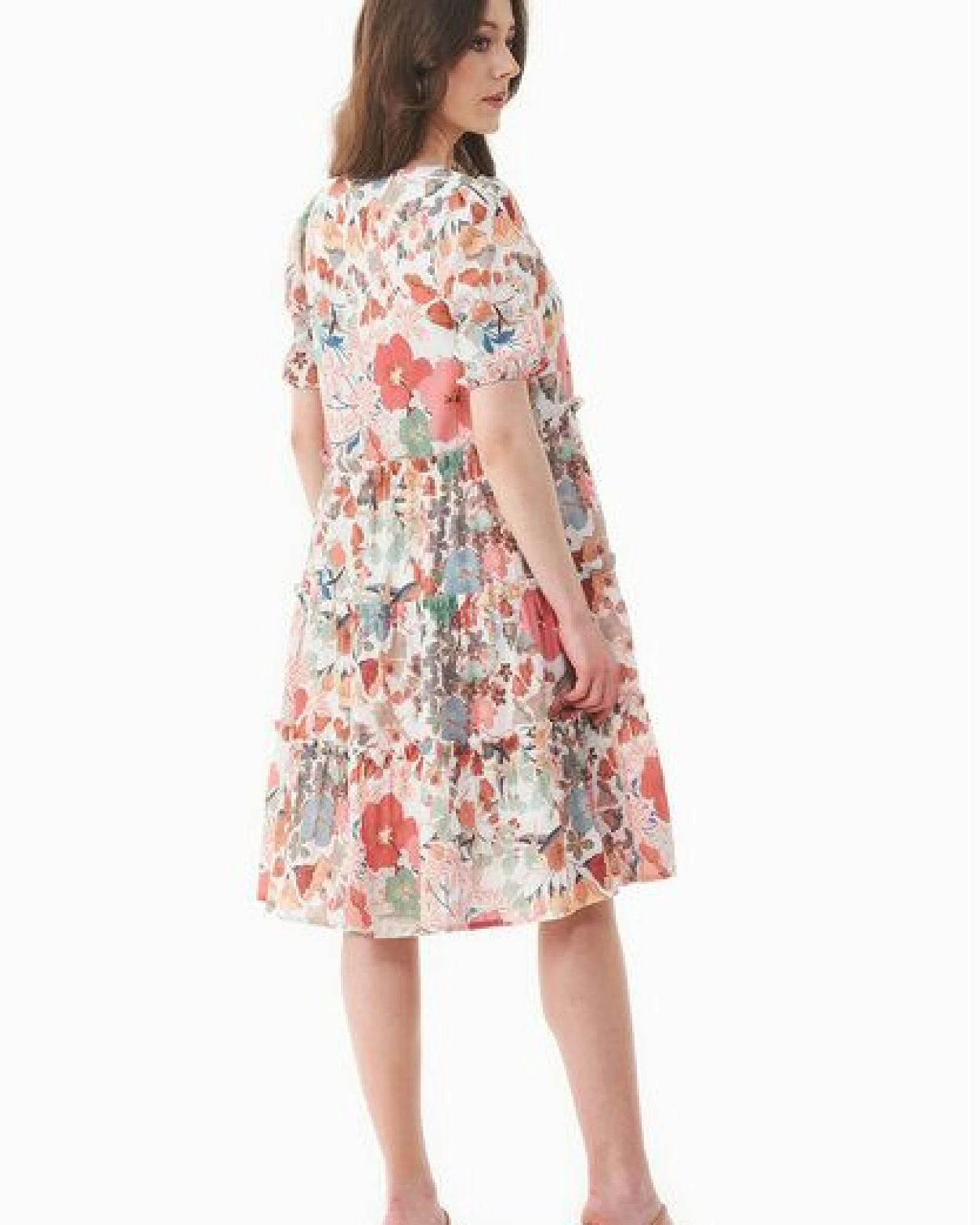 ORGANICATION Kleid aus Bio-Baumwoll-Voile mit Blumenmuster – Ansicht 4