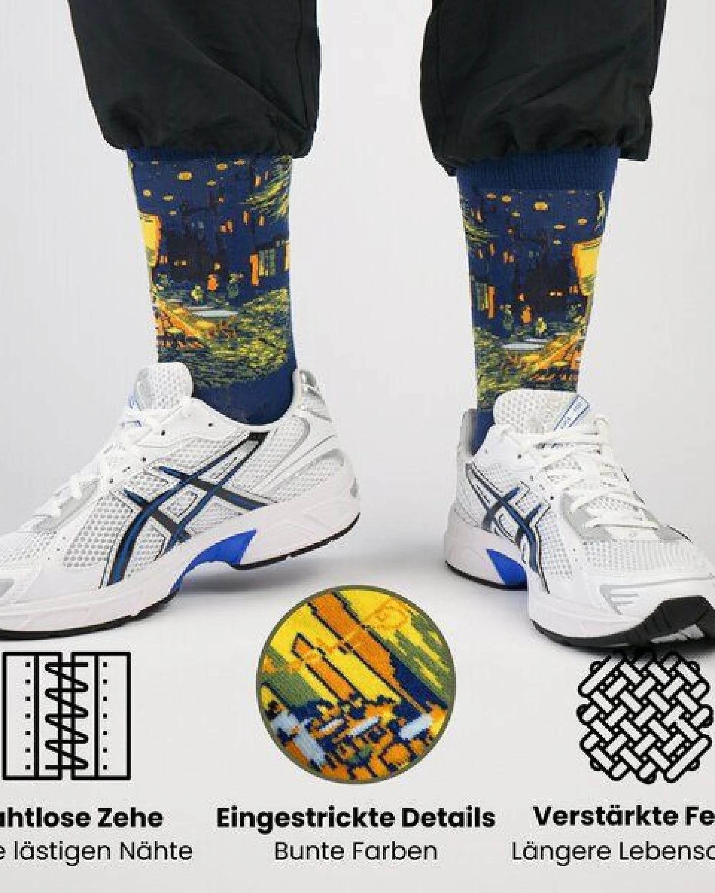 KUNSTSOKKEN Kunst Socken - Nahtlose Bunte Socken aus Bio-Baumwolle Mix - weihnachtsgeschenke für Künstler - Lustige Socken Geschenk – Ansicht 4