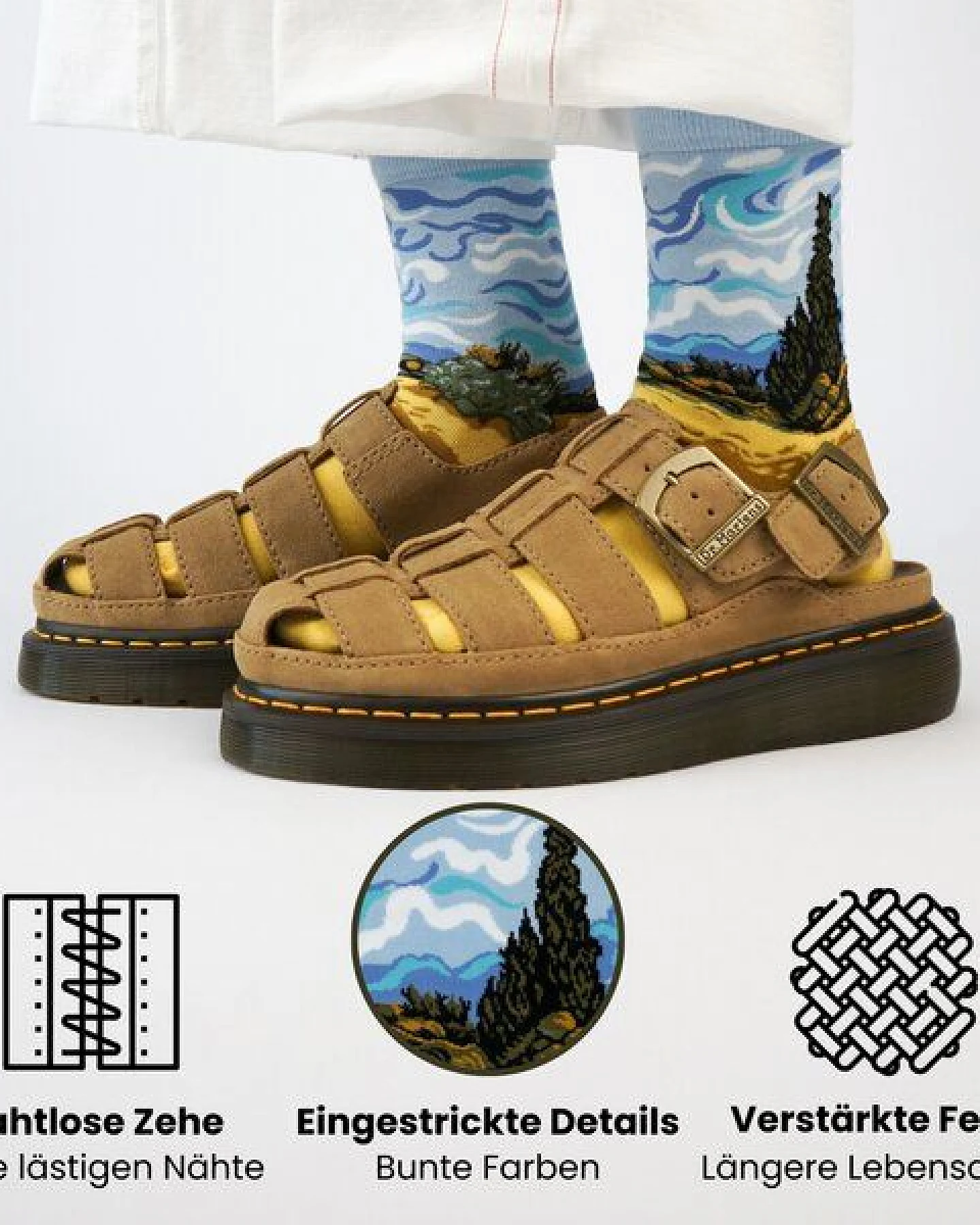 KUNSTSOKKEN Kunst Socken - Nahtlose Bunte Socken aus Bio-Baumwolle Mix - weihnachtsgeschenke für Künstler - Lustige Socken Geschenk – Ansicht 3