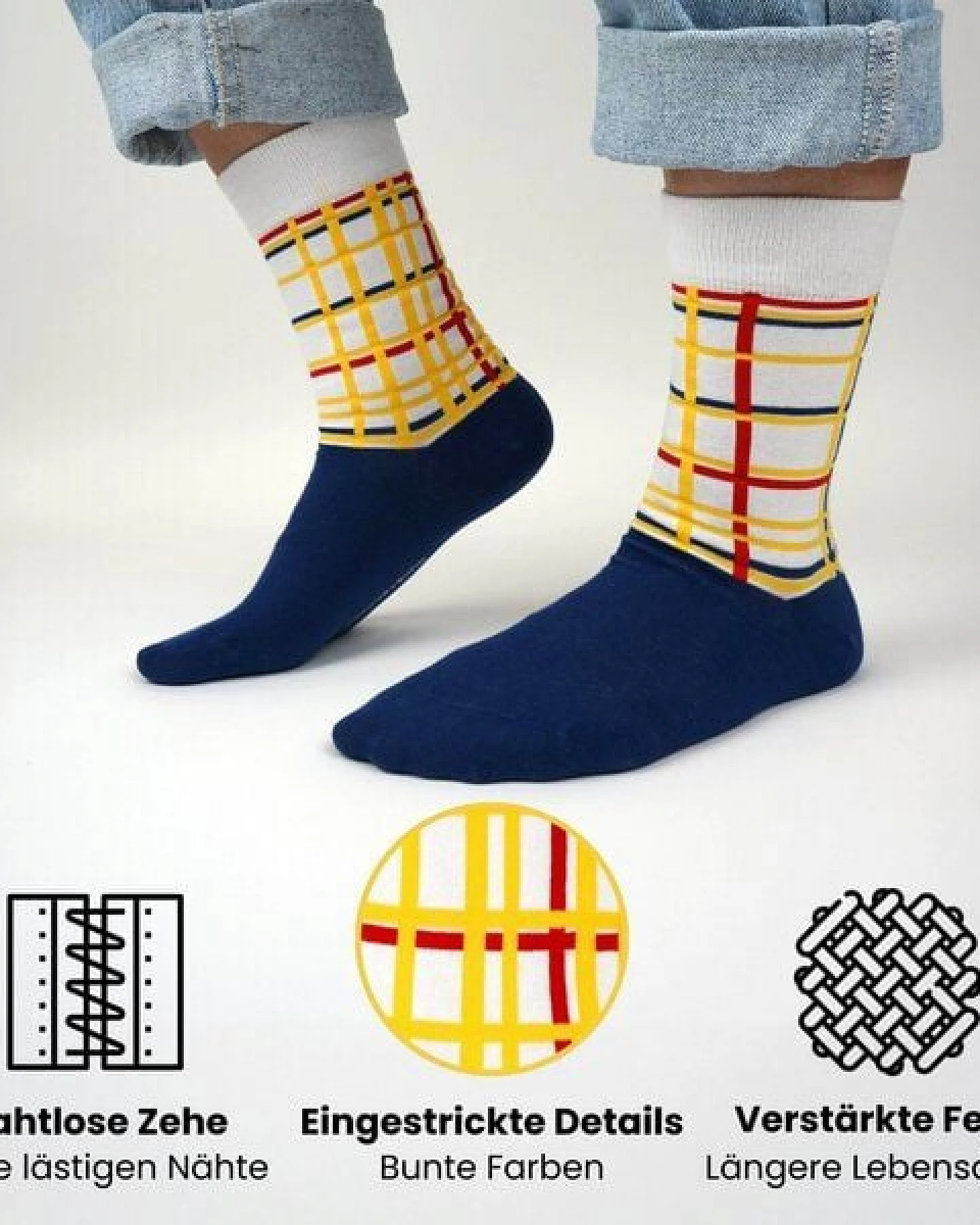 KUNSTSOKKEN Kunst Socken - Nahtlose Bunte Socken aus Bio-Baumwolle Mix - weihnachtsgeschenke für Künstler - Lustige Socken Geschenk – Ansicht 3