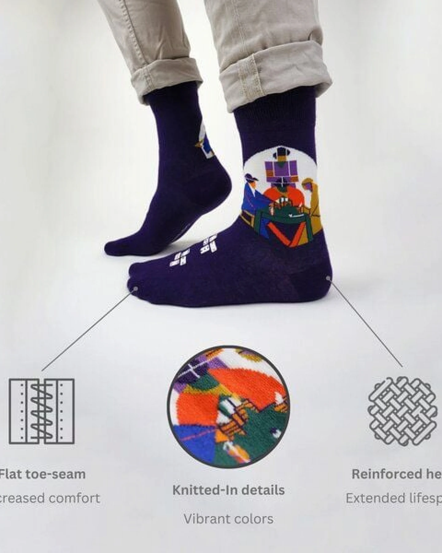 KUNSTSOKKEN Kunst Socken - Nahtlose Bunte Socken aus Bio-Baumwolle Mix - weihnachtsgeschenke für Künstler - Lustige Socken Geschenk – Ansicht 3