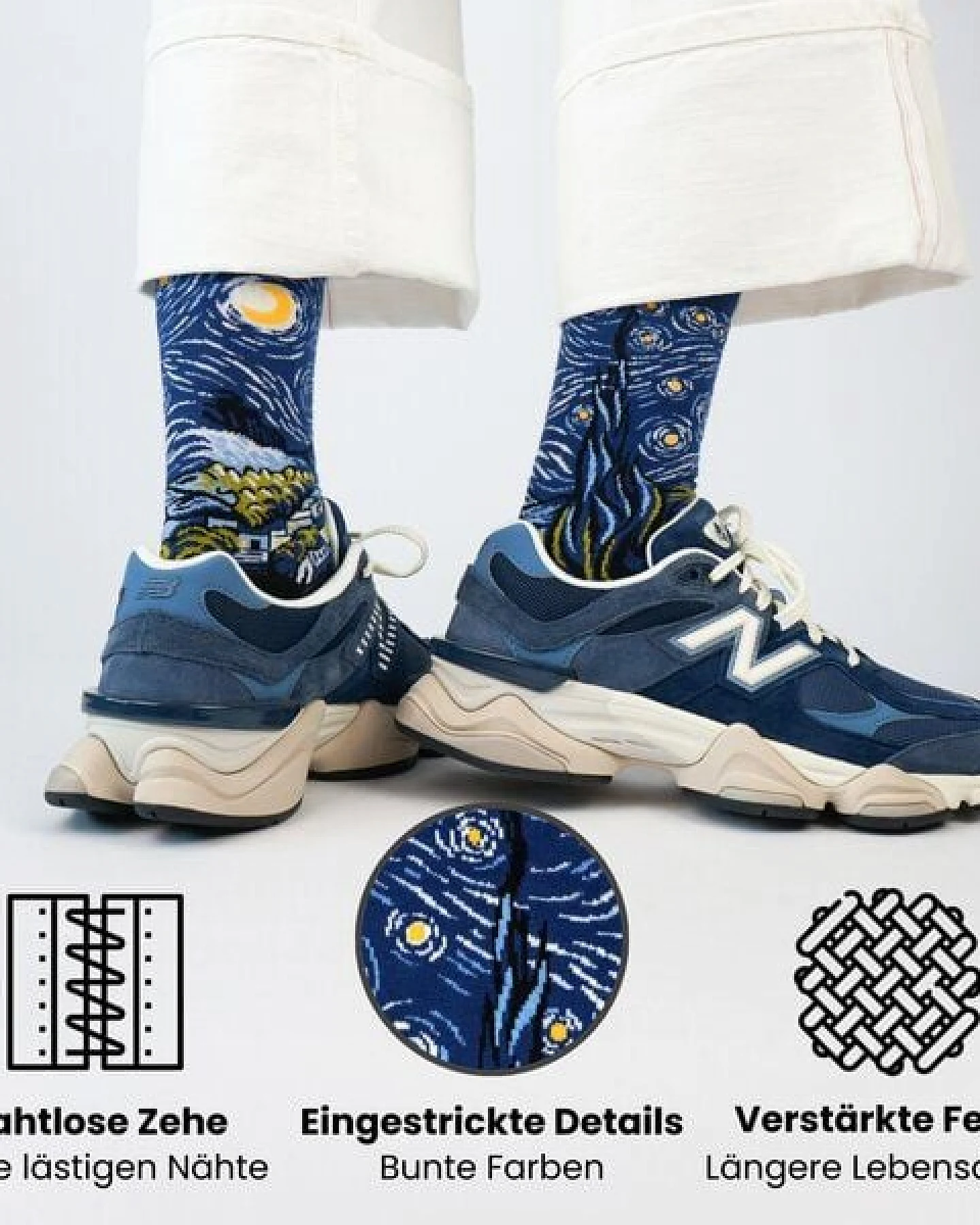 KUNSTSOKKEN Kunst Socken - Nahtlose Bunte Socken aus Bio-Baumwolle Mix - weihnachtsgeschenke für Künstler - Lustige Socken Geschenk – Ansicht 3