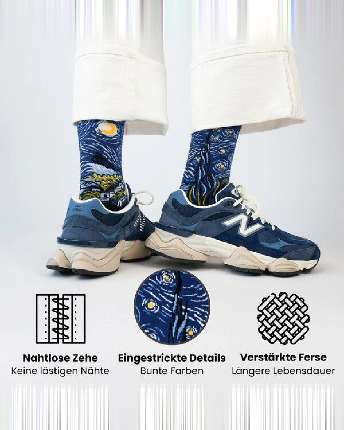 KUNSTSOKKEN Kunst Socken - Nahtlose Bunte Socken aus Bio-Baumwolle Mix - weihnachtsgeschenke für Künstler - Lustige Socken Geschenk – Ansicht 3