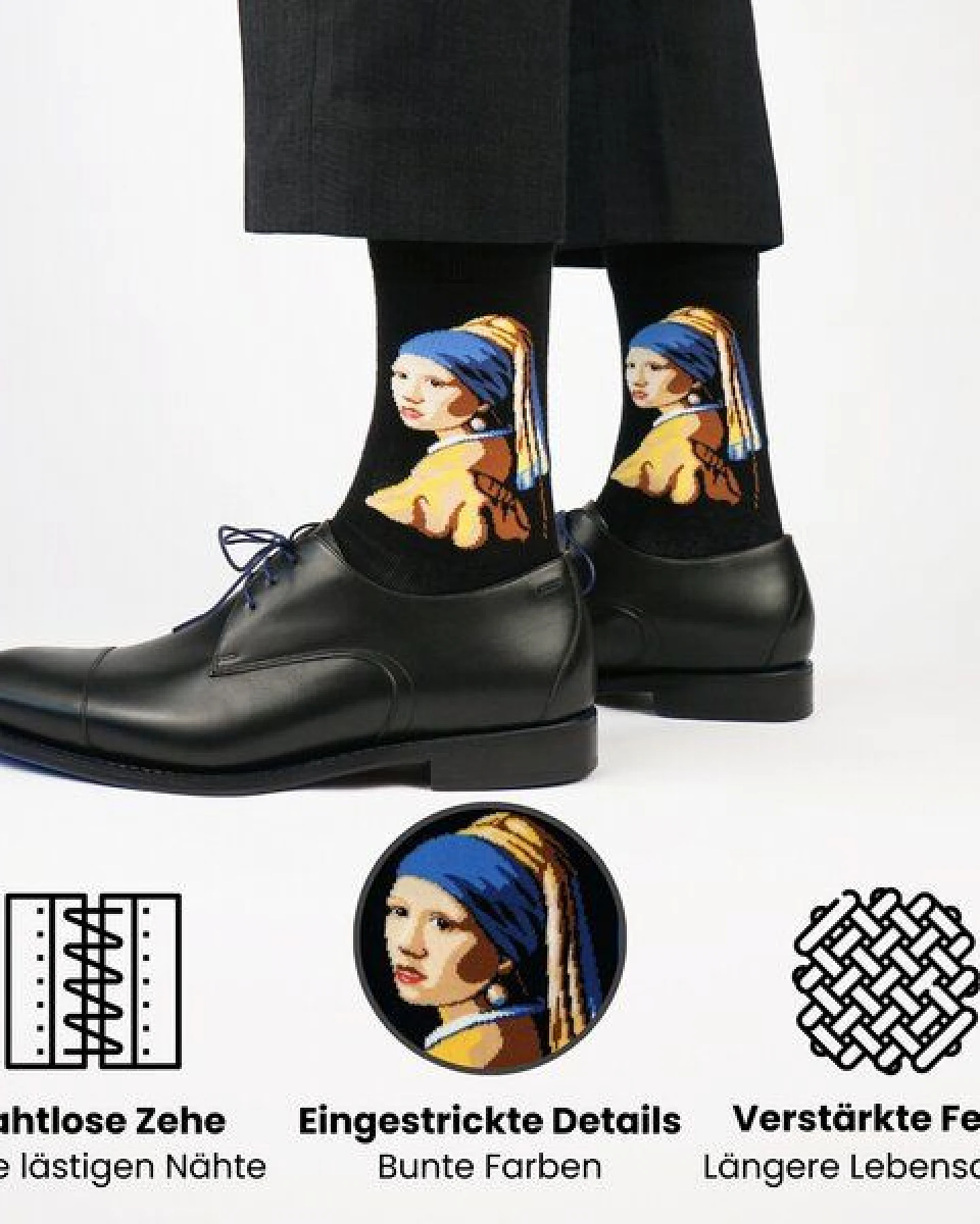 KUNSTSOKKEN Kunst Socken - Nahtlose Bunte Socken aus Bio-Baumwolle Mix - weihnachtsgeschenke für Künstler - Lustige Socken Geschenk – Ansicht 3