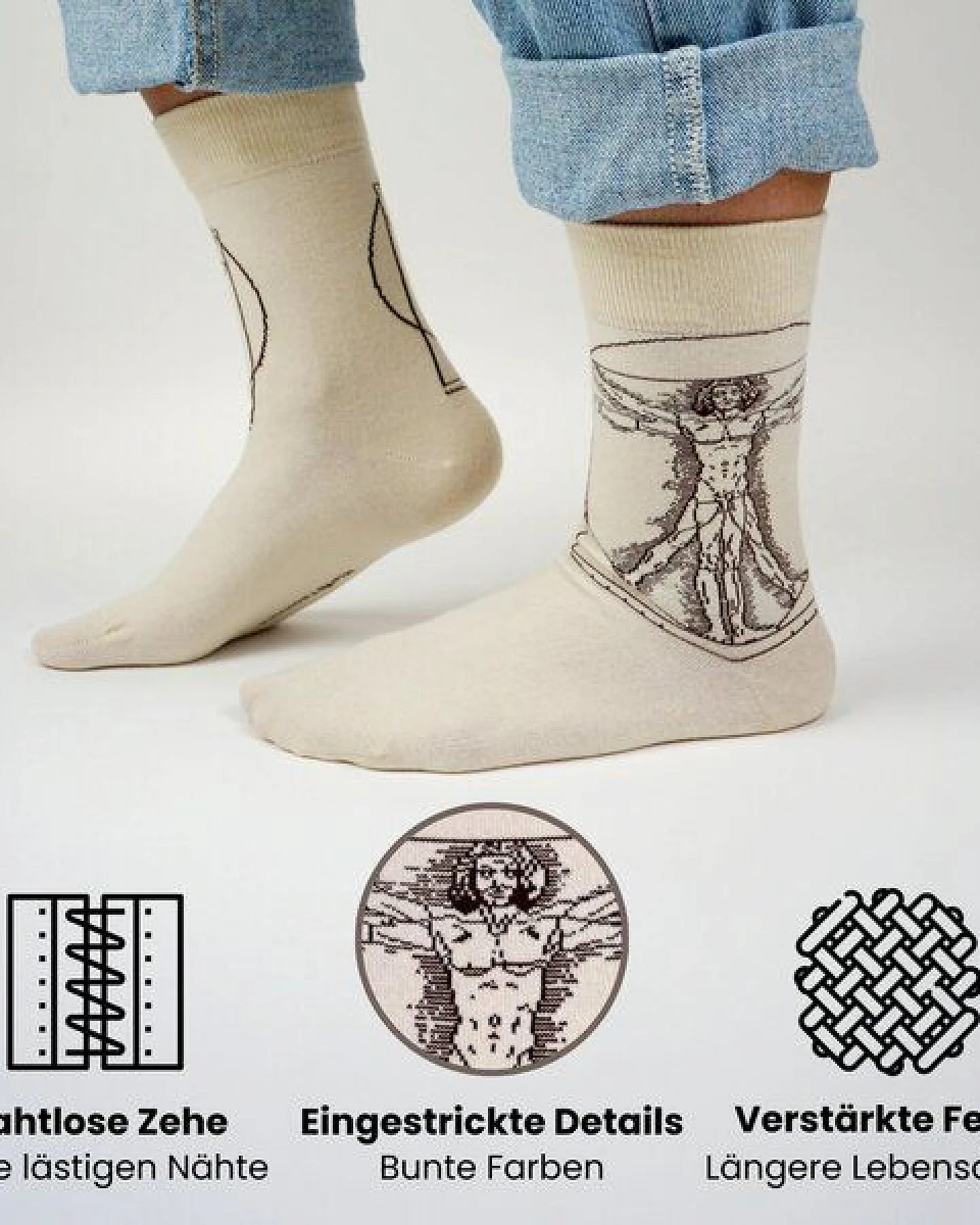 KUNSTSOKKEN Kunst Socken - Nahtlose Bunte Socken aus Bio-Baumwolle Mix - weihnachtsgeschenke für Künstler - Lustige Socken Geschenk – Ansicht 3