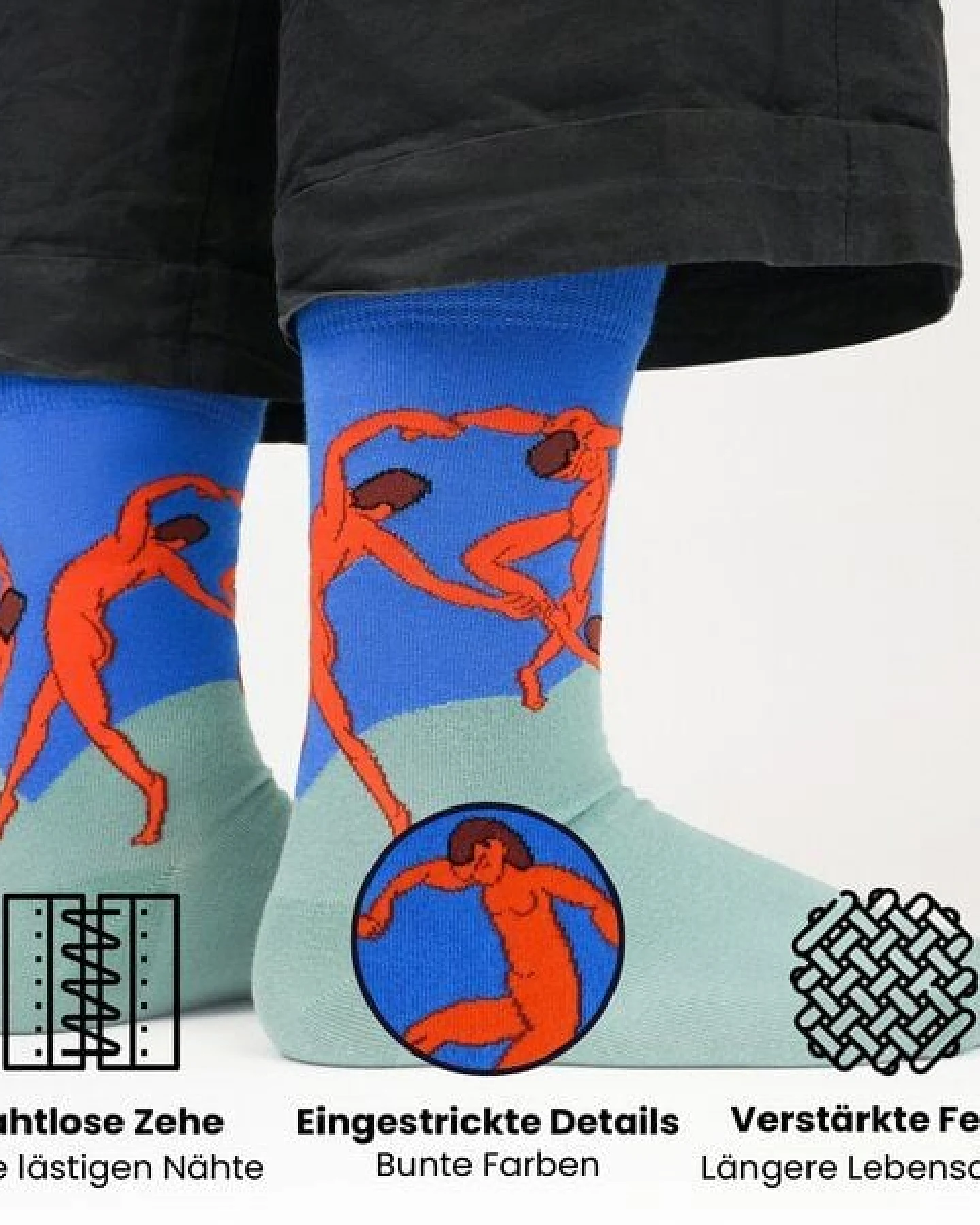 KUNSTSOKKEN Kunst Socken - Nahtlose Bunte Socken aus Bio-Baumwolle Mix - weihnachtsgeschenke für Künstler - Lustige Socken Geschenk – Ansicht 3