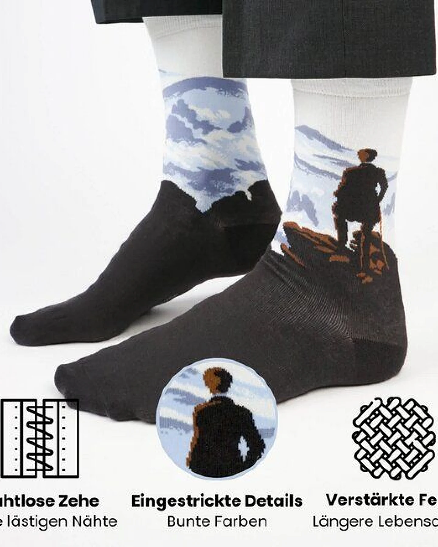 KUNSTSOKKEN Kunst Socken - Nahtlose Bunte Socken aus Bio-Baumwolle Mix - weihnachtsgeschenke für Künstler - Lustige Socken Geschenk – Ansicht 3