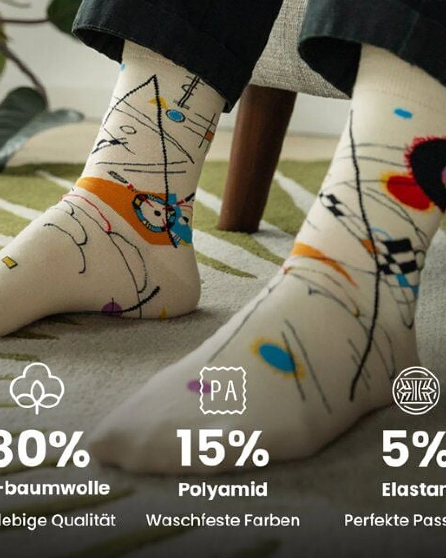 KUNSTSOKKEN Kunst Socken - Nahtlose Bunte Socken aus Bio-Baumwolle Mix - weihnachtsgeschenke für Künstler - Lustige Socken Geschenk – Ansicht 2