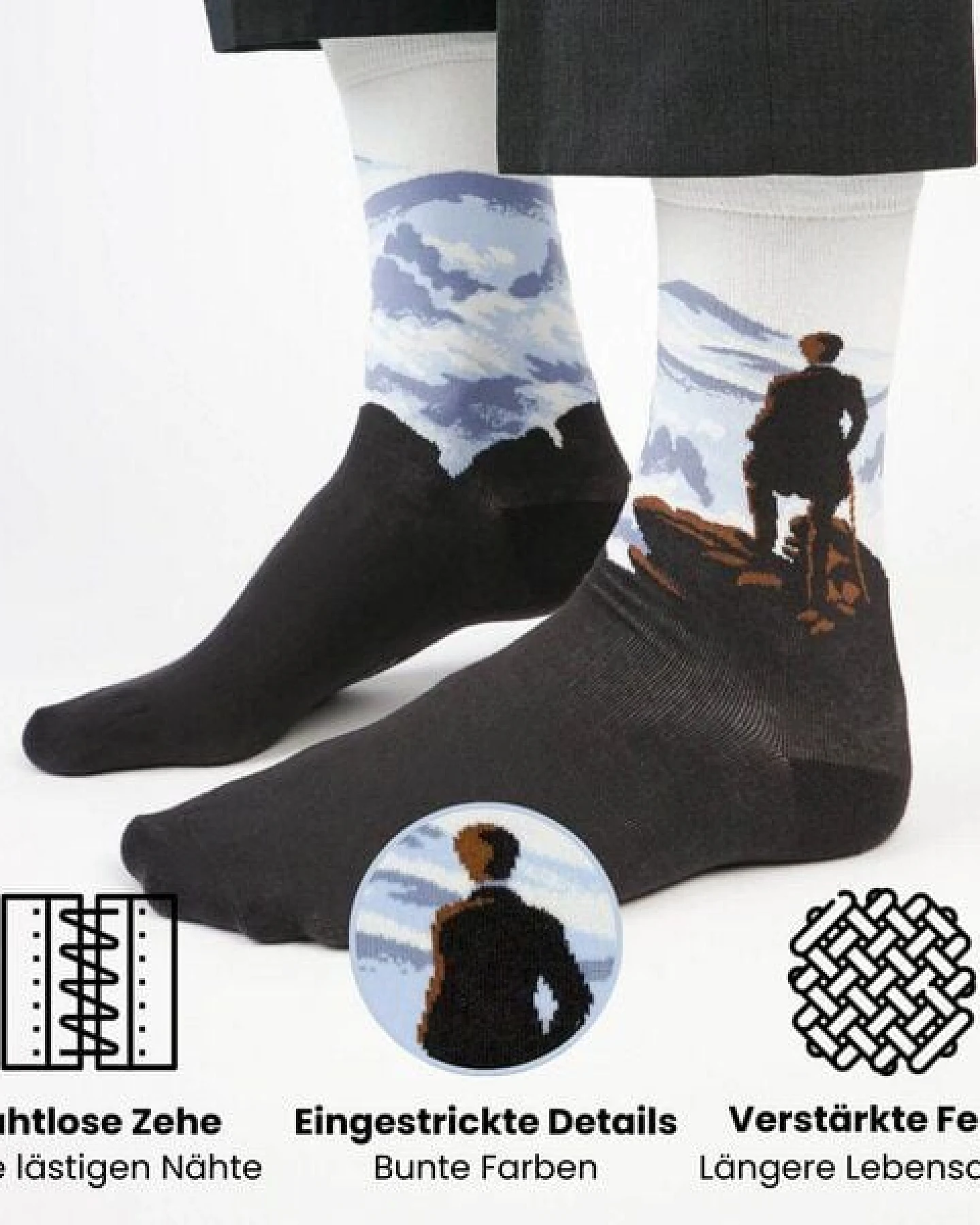 KUNSTSOKKEN Kunst Socken - Nahtlose Bunte Socken aus Bio-Baumwolle Mix - weihnachtsgeschenke für Künstler - Lustige Socken Geschenk – Ansicht 4