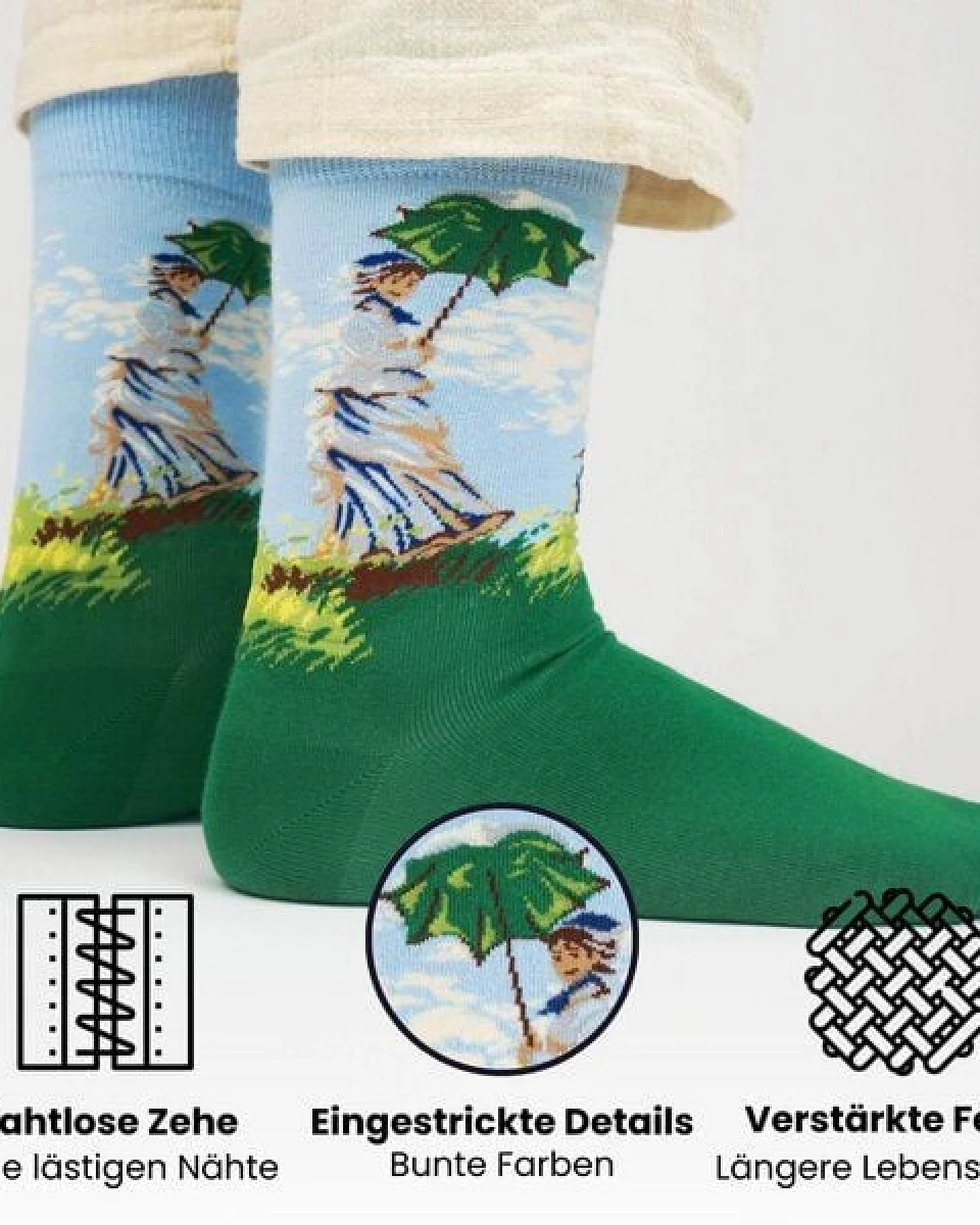 KUNSTSOKKEN Kunst Socken - Nahtlose Bunte Socken aus Bio-Baumwolle Mix - weihnachtsgeschenke für Künstler - Lustige Socken Geschenk – Ansicht 3