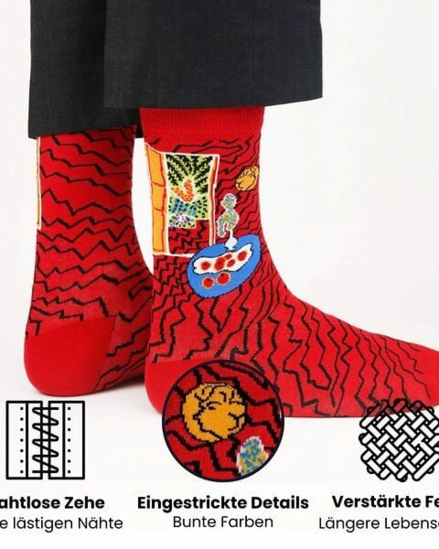 KUNSTSOKKEN Kunst Socken - Nahtlose Bunte Socken aus Bio-Baumwolle Mix - weihnachtsgeschenke für Künstler - Lustige Socken Geschenk – Ansicht 2