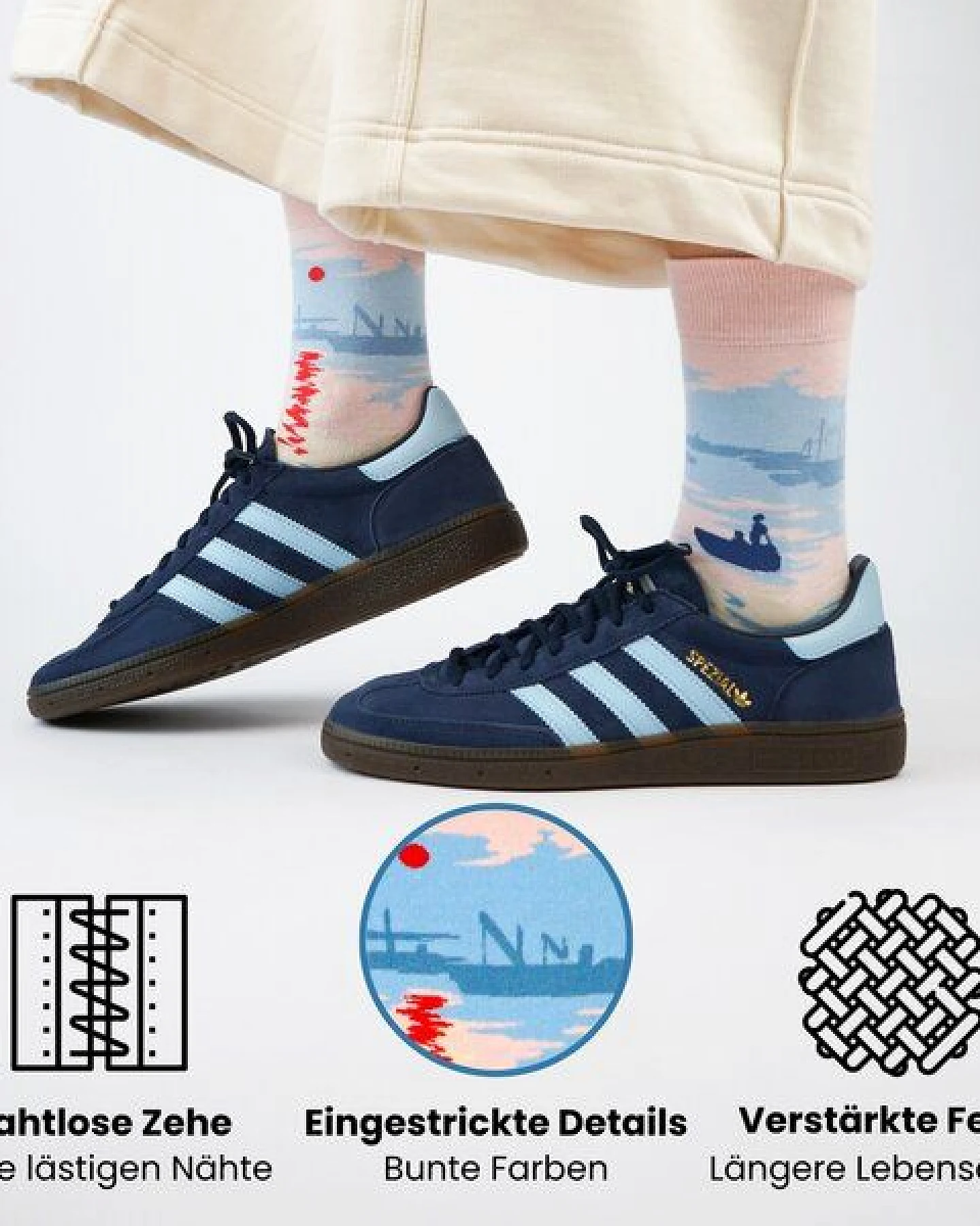 KUNSTSOKKEN Kunst Socken - Nahtlose Bunte Socken aus Bio-Baumwolle Mix - weihnachtsgeschenke für Künstler - Lustige Socken Geschenk – Ansicht 4