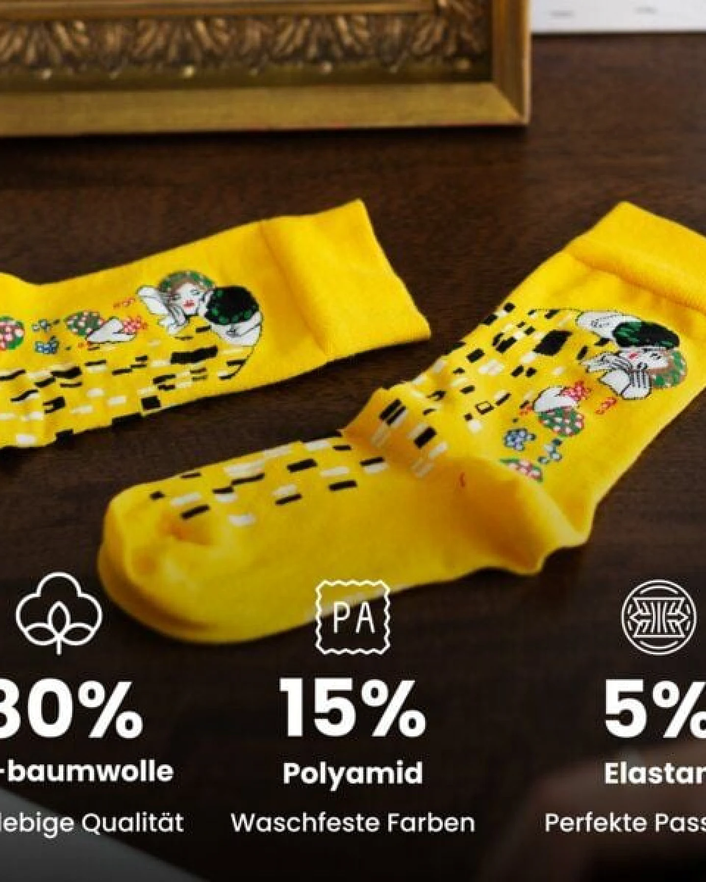 KUNSTSOKKEN Kunst Socken - Nahtlose Bunte Socken aus Bio-Baumwolle Mix - weihnachtsgeschenke für Künstler - Lustige Socken Geschenk – Ansicht 2