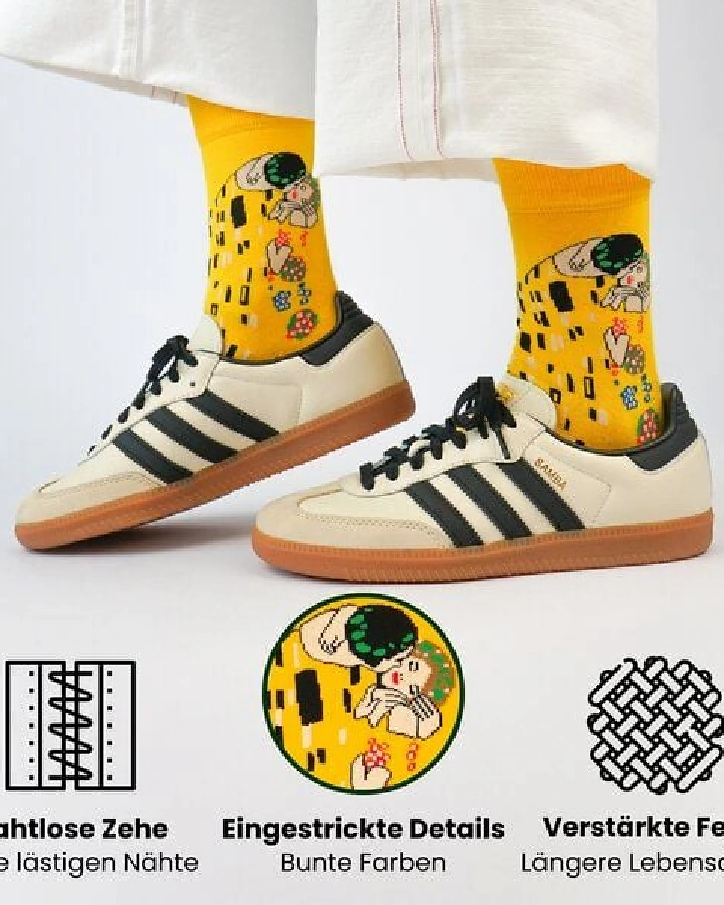 KUNSTSOKKEN Kunst Socken - Nahtlose Bunte Socken aus Bio-Baumwolle Mix - weihnachtsgeschenke für Künstler - Lustige Socken Geschenk – Ansicht 3