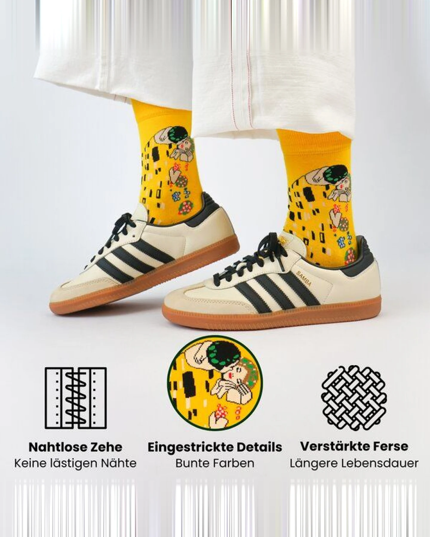 KUNSTSOKKEN Kunst Socken - Nahtlose Bunte Socken aus Bio-Baumwolle Mix - weihnachtsgeschenke für Künstler - Lustige Socken Geschenk – Ansicht 3