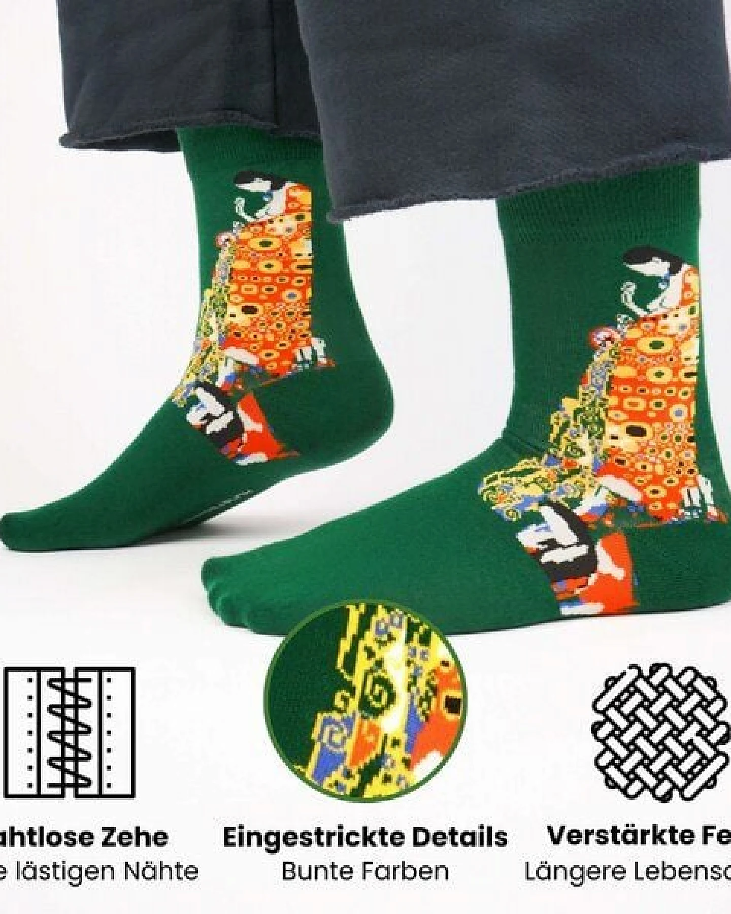 KUNSTSOKKEN Kunst Socken - Nahtlose Bunte Socken aus Bio-Baumwolle Mix - weihnachtsgeschenke für Künstler - Lustige Socken Geschenk – Ansicht 3