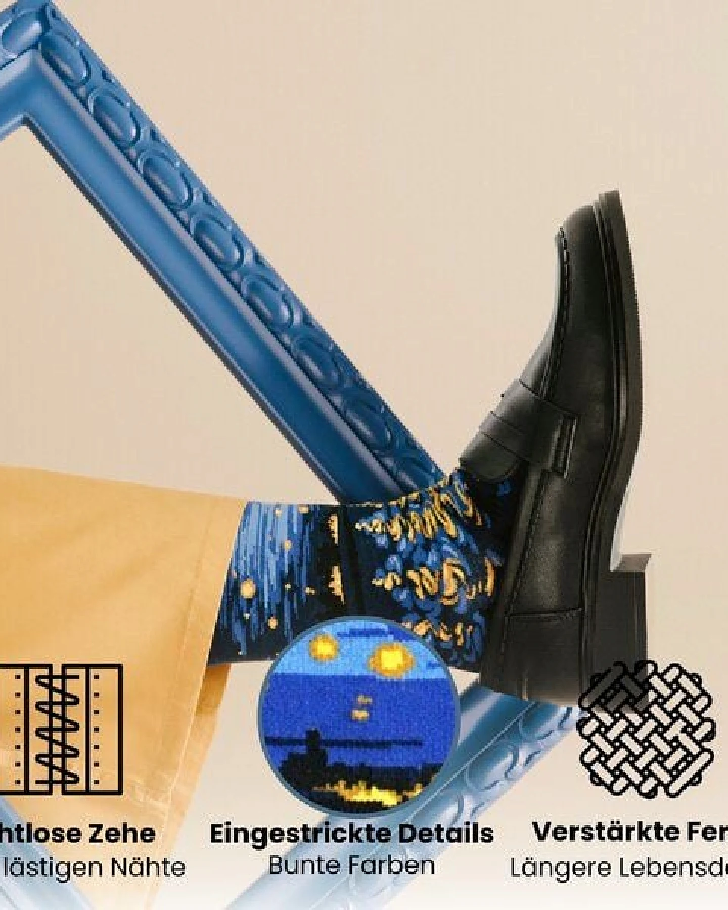 KUNSTSOKKEN Kunst Socken - Nahtlose Bunte Socken aus Bio-Baumwolle Mix - weihnachtsgeschenke für Künstler - Lustige Socken Geschenk – Ansicht 3