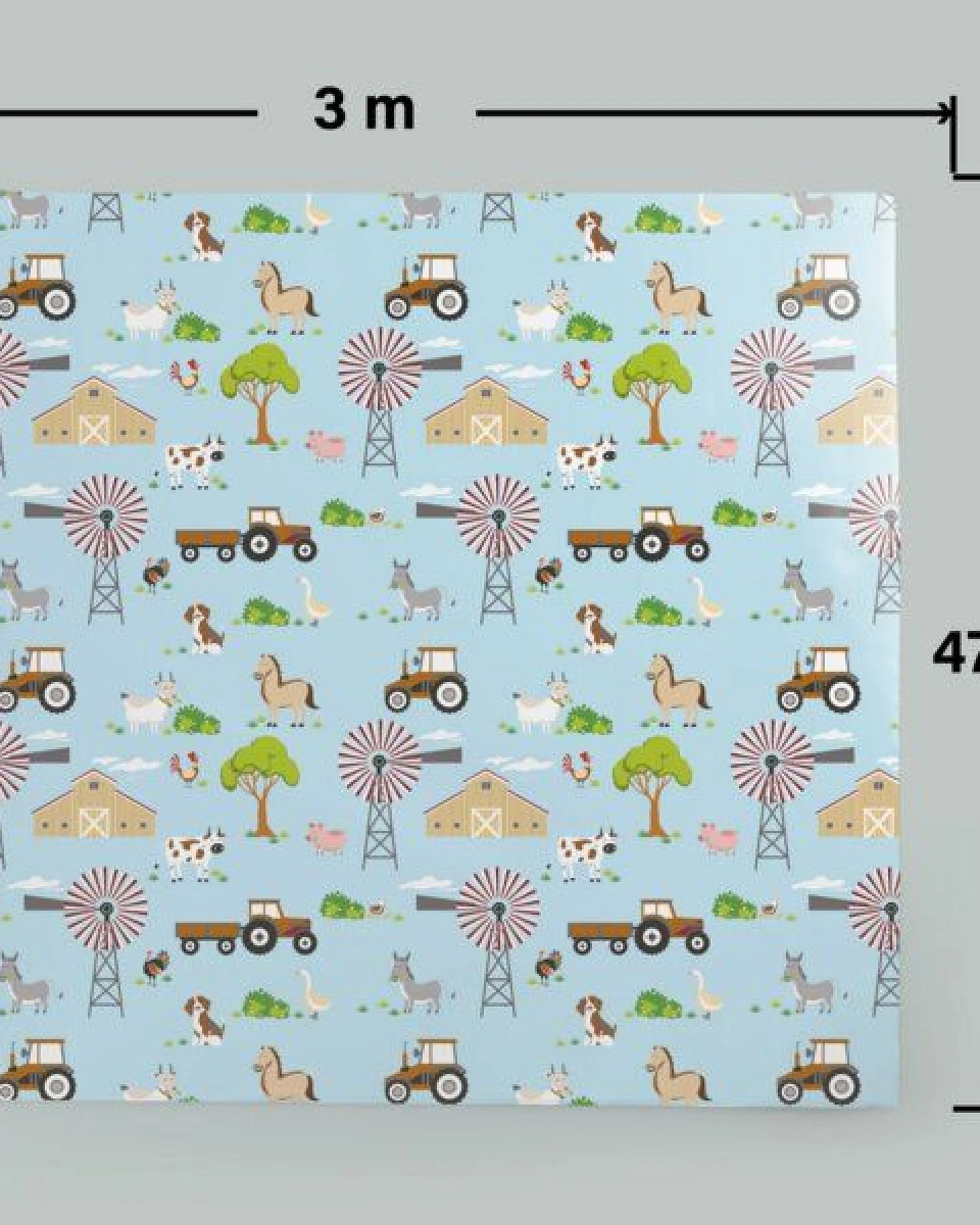 Fines Papeterie 3x 3m Geschenkpapier Set für Kinder * SET 2 mit Meer, Bauernhof und Safari Motiven * 3 Rollen je 300x47 cm * – Ansicht 3