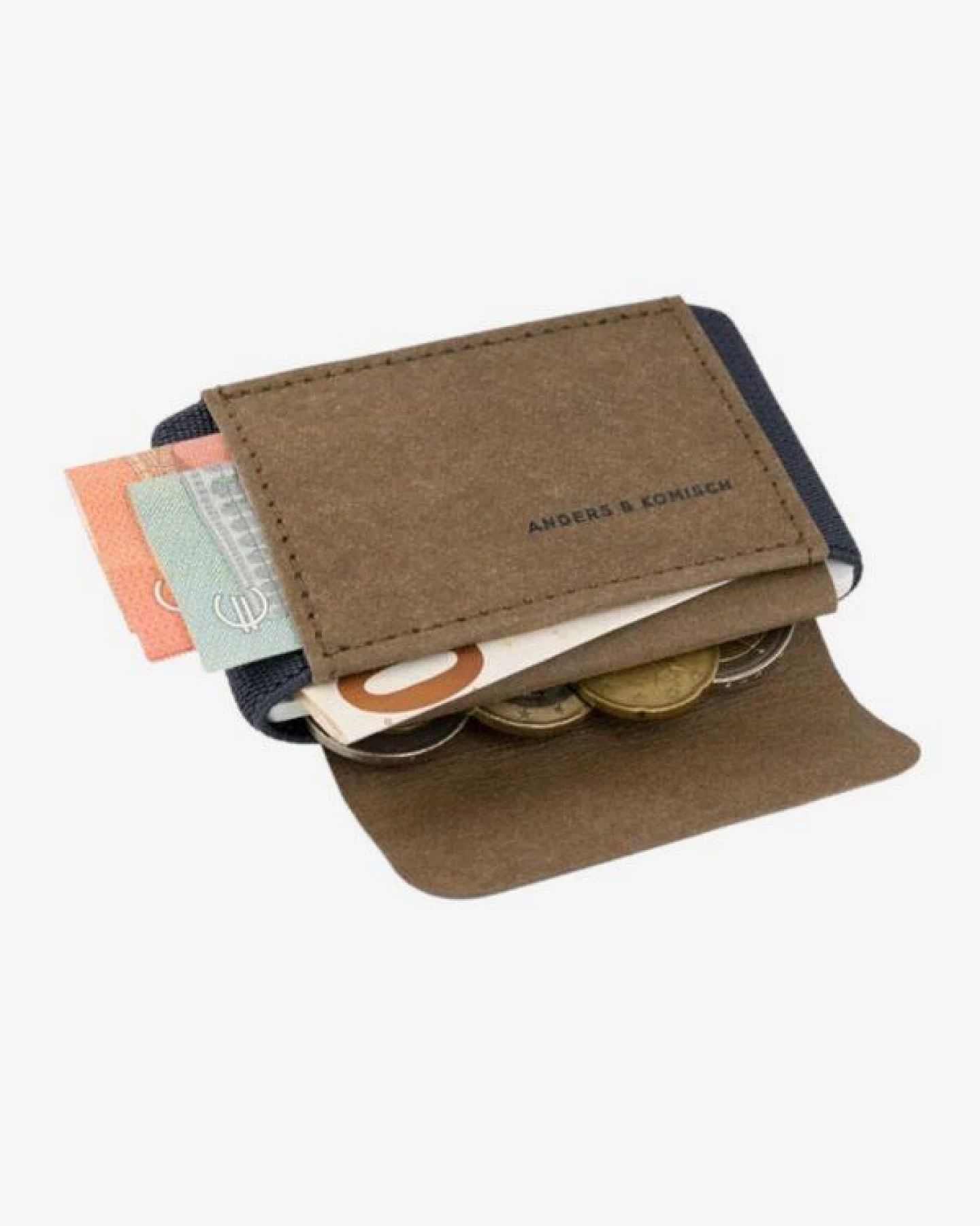 ANDERS & KOMISCH MINI PRO Slim Wallet mit Münzfach - Kleines smarte Portemonnaie Braun – Ansicht 3