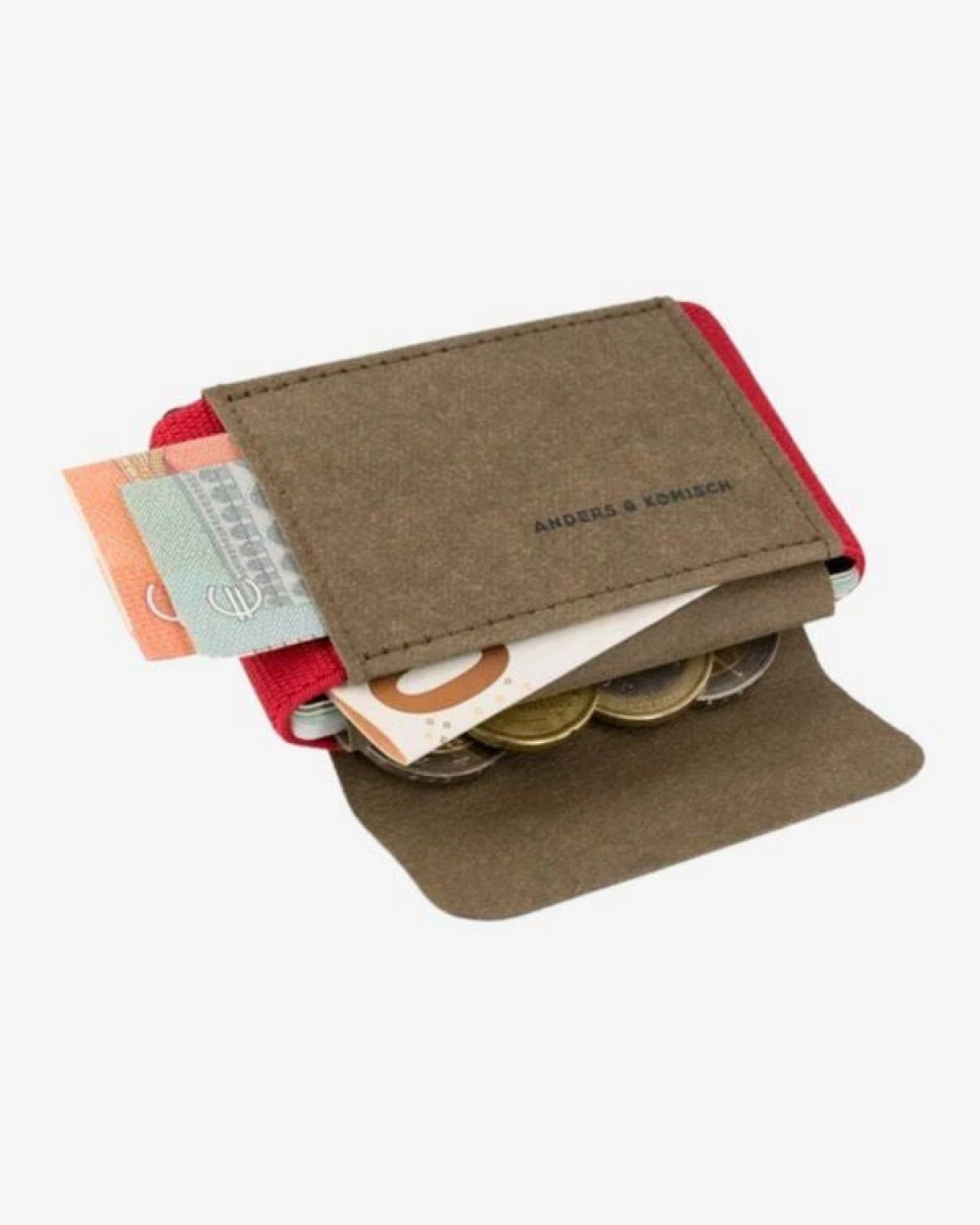 ANDERS & KOMISCH MINI PRO Slim Wallet mit Münzfach - Kleines smarte Portemonnaie Braun – Ansicht 3