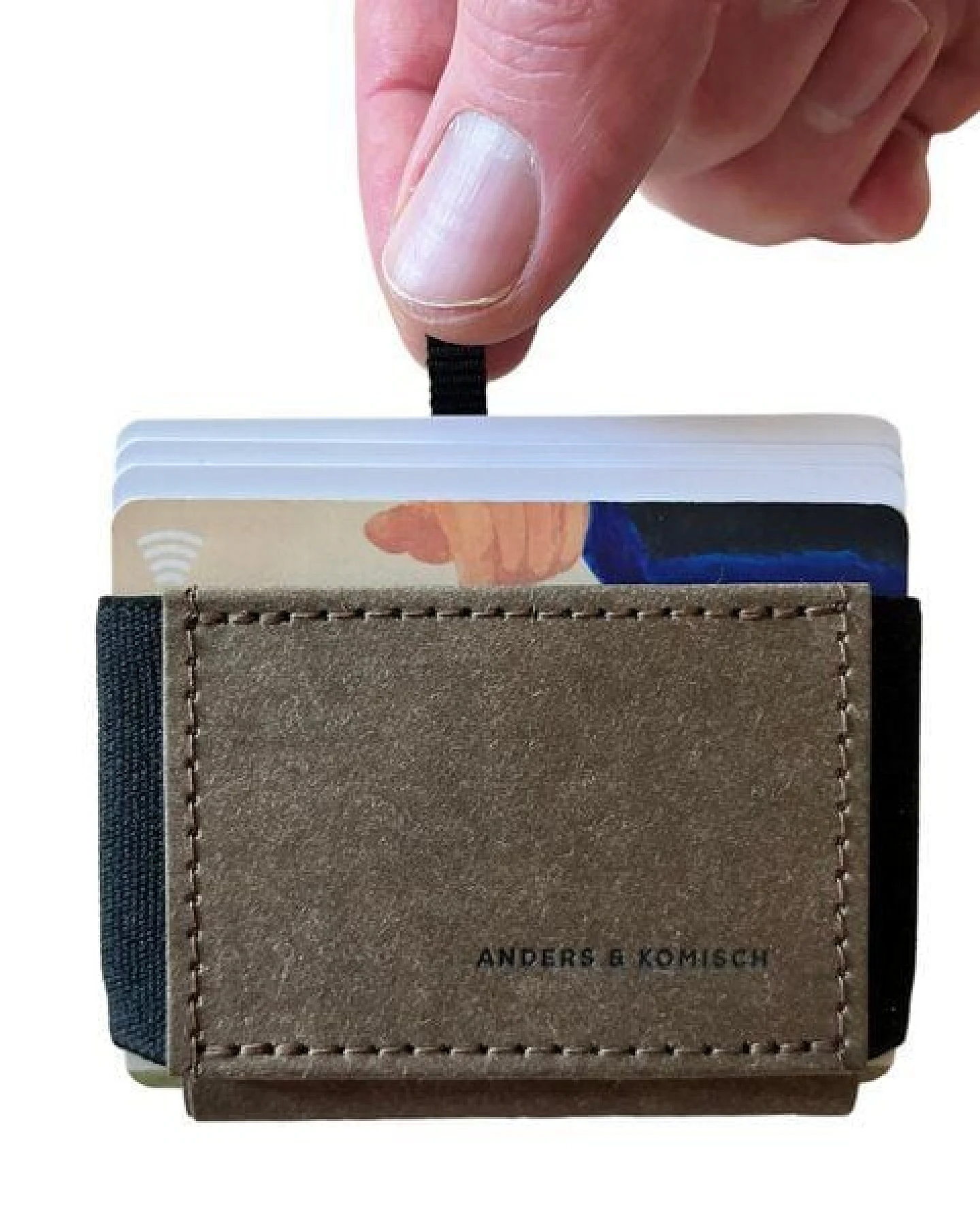 ANDERS & KOMISCH MINI PRO Slim Wallet mit Münzfach - Kleines smarte Portemonnaie Braun – Ansicht 2