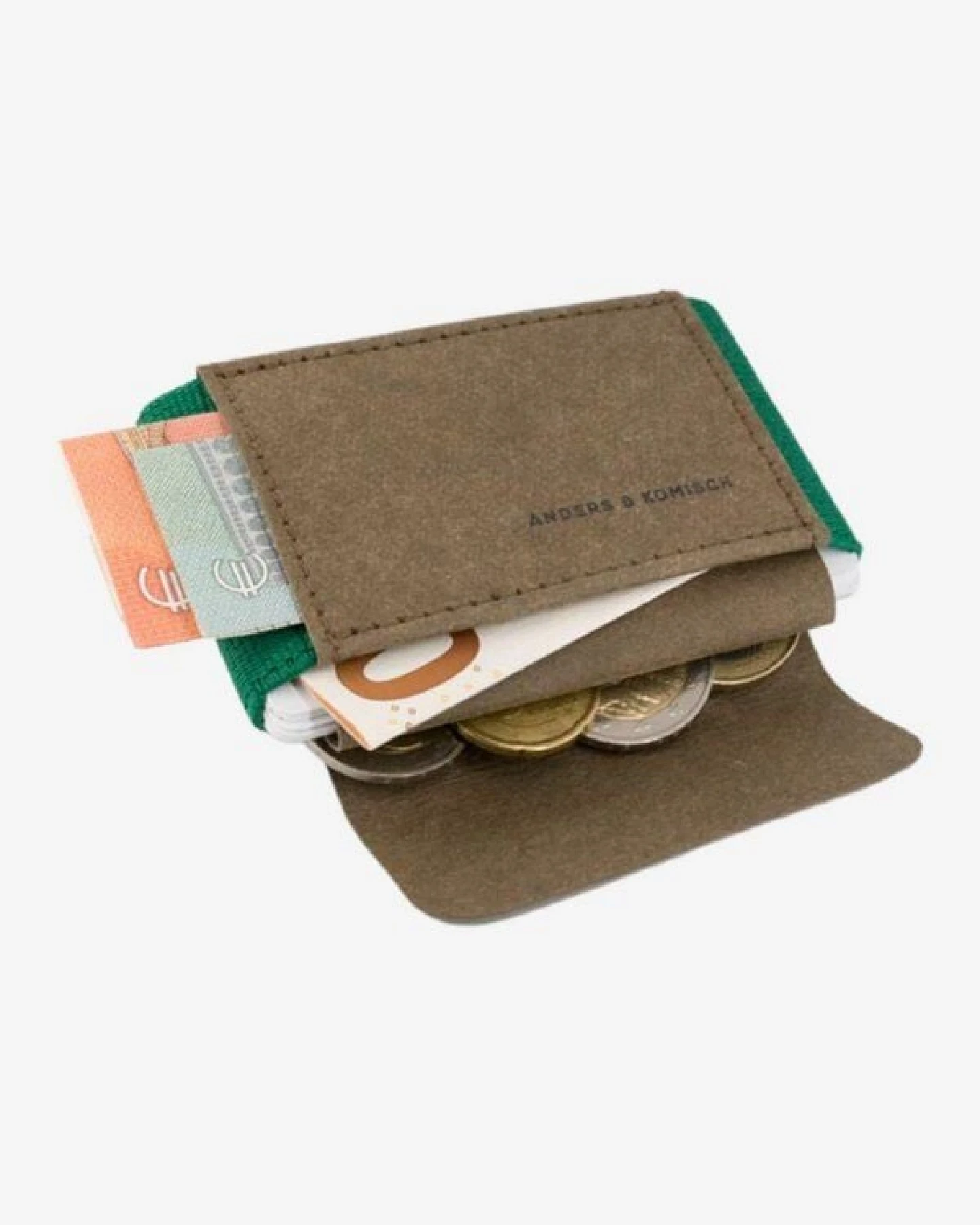 ANDERS & KOMISCH MINI PRO Slim Wallet mit Münzfach - Kleines smarte Portemonnaie Braun – Ansicht 3